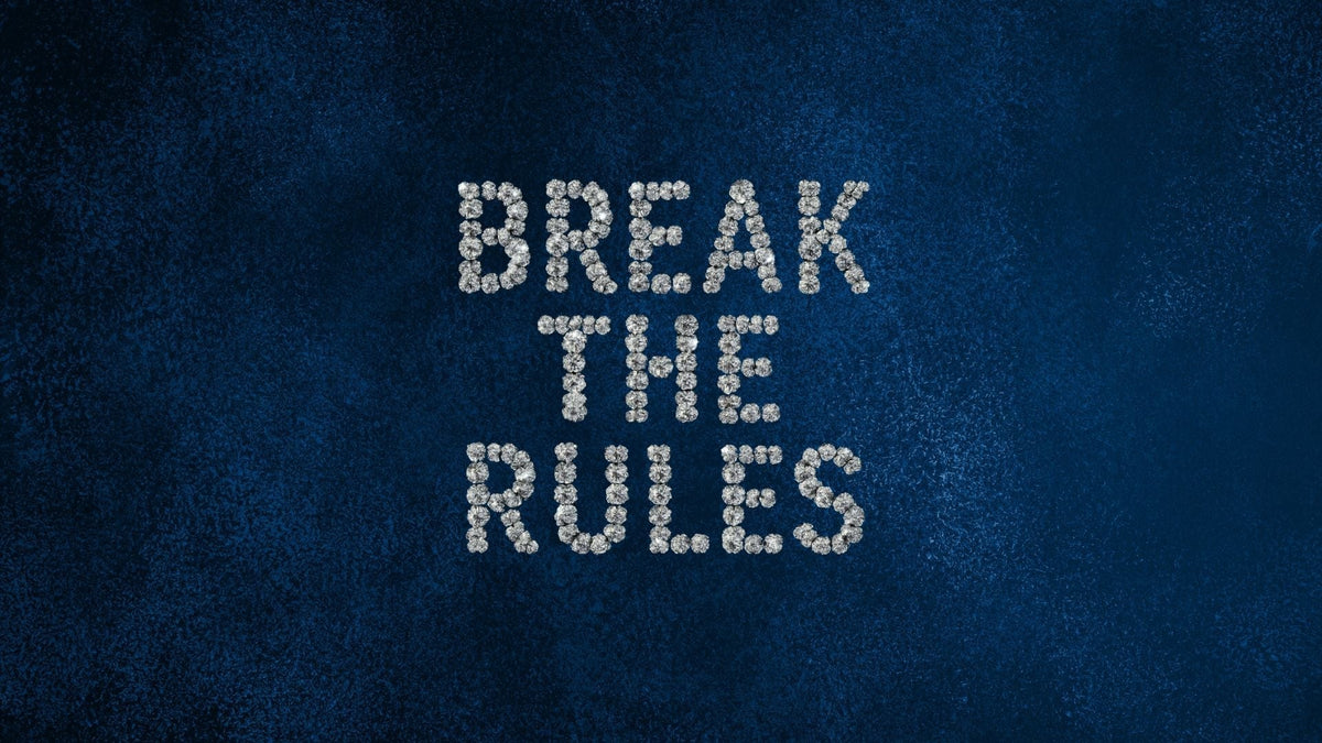 Blue graphic reading Break the Rules, accompanying a guide to engagement ring traditions