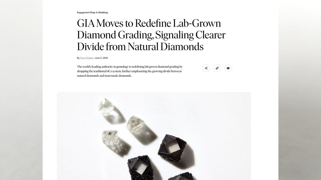 News article graphic discussing changes to GIA grading for lab-grown diamonds