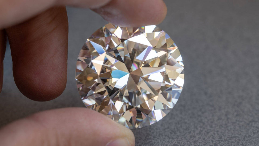 Close-up of a brilliant diamond catching and reflecting light with rainbow-like flashes
