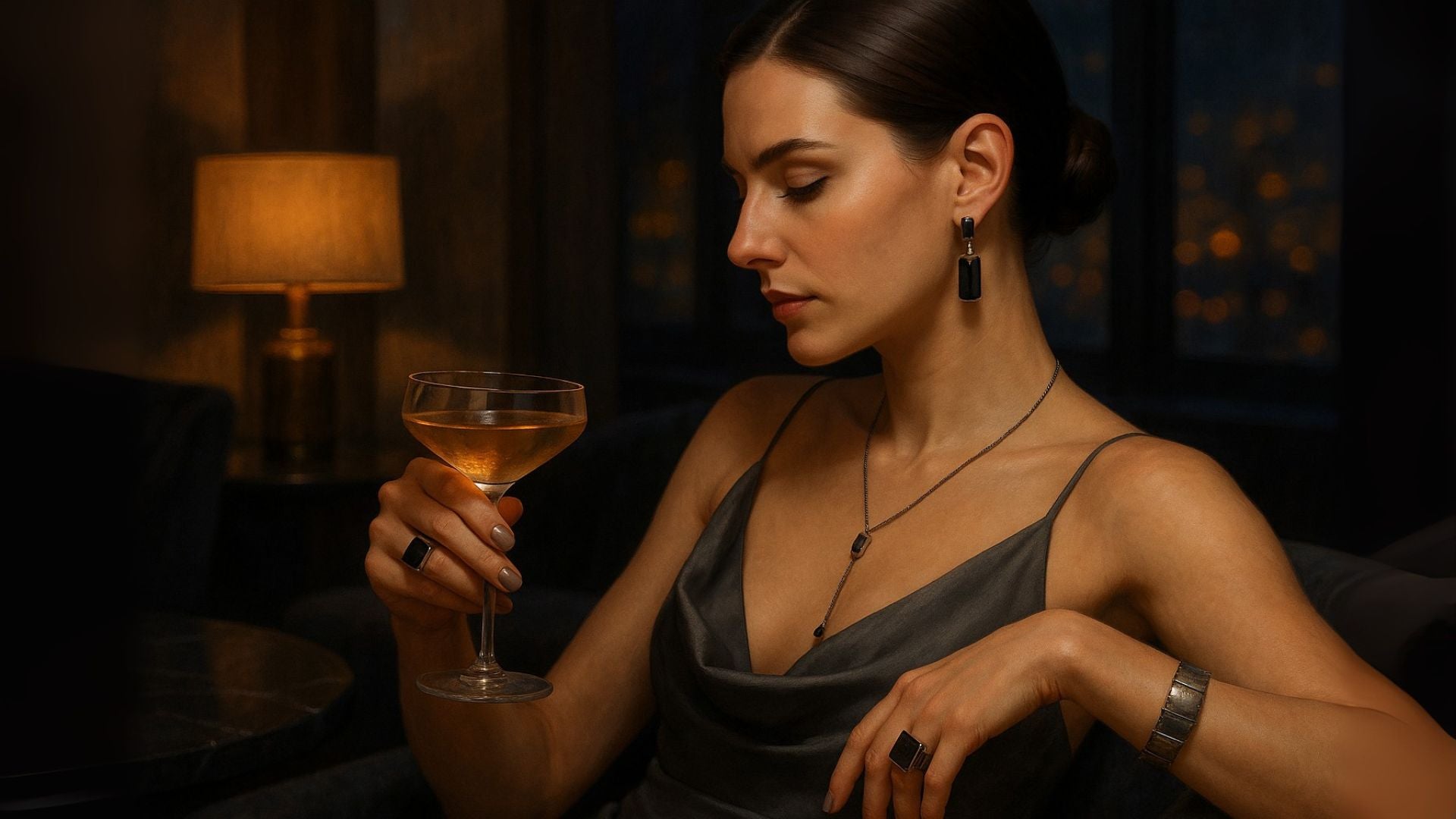 gold jewelry with grey dress Dylan Gold Dress main image 1