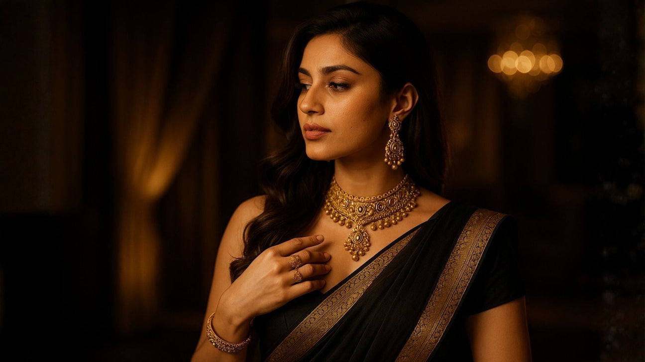 What Jewelry To Wear With a Black and Golden Saree?