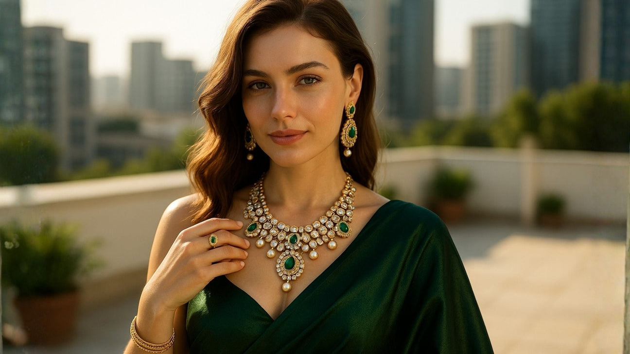 What Jewelry To Wear With a Dark Green Saree?