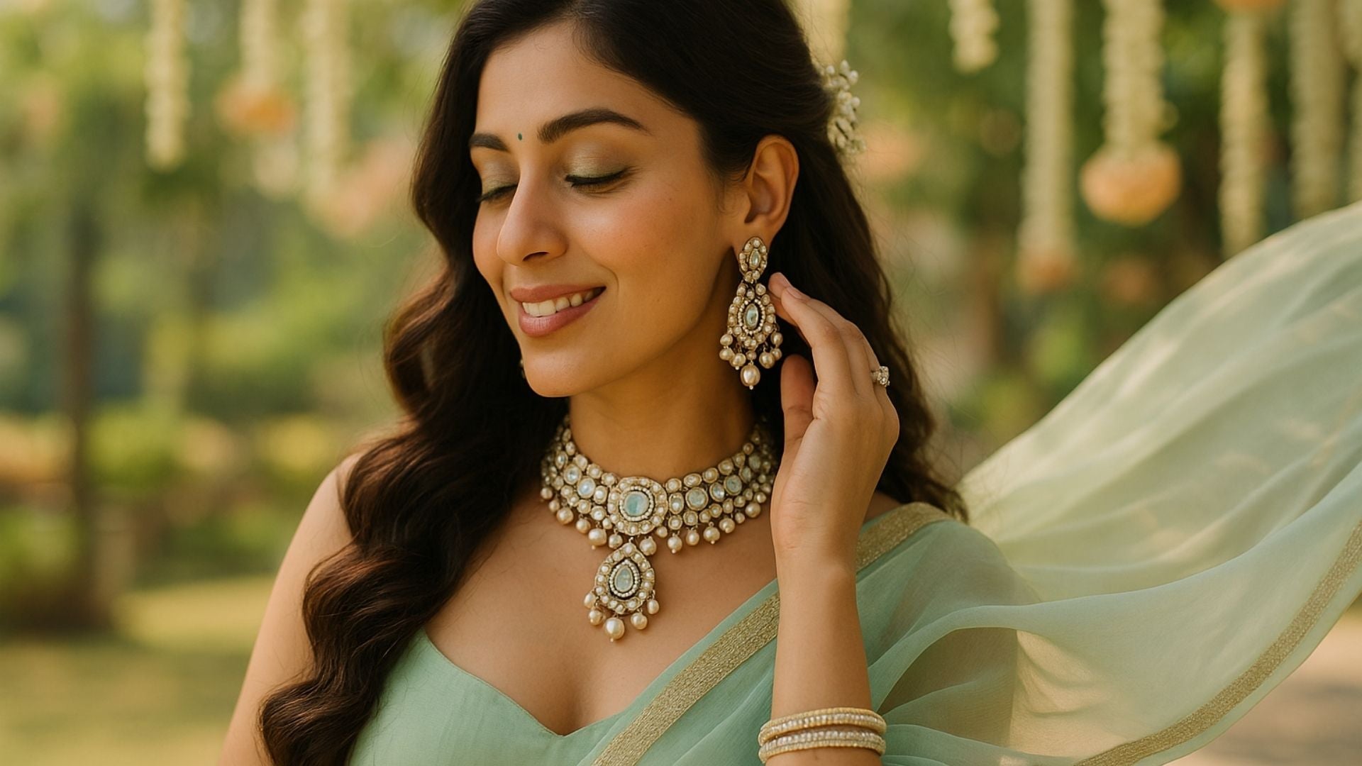 What Jewelry To Wear With a Mint Green Saree?