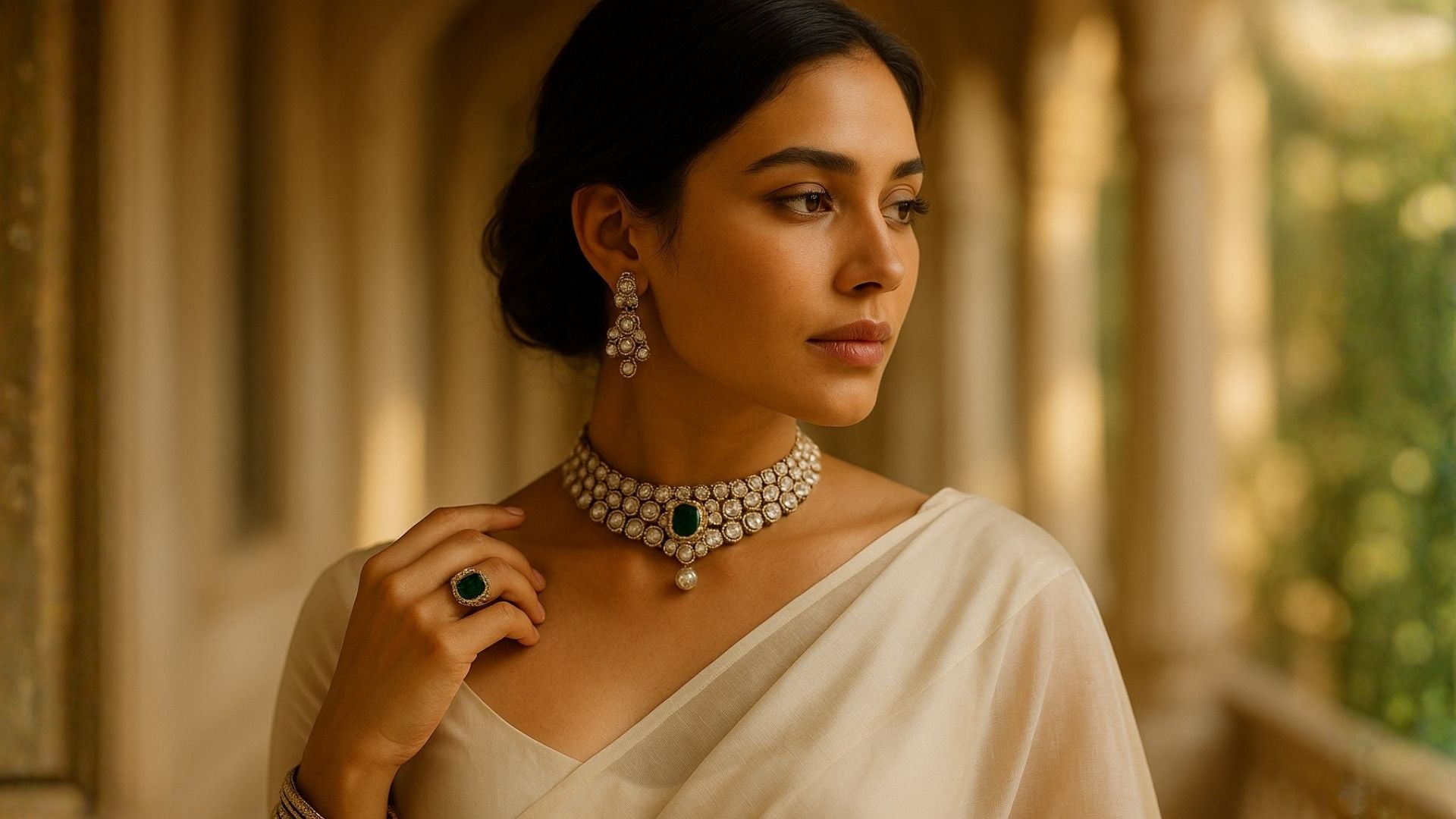 What Jewelry To Wear With an Ivory Saree?