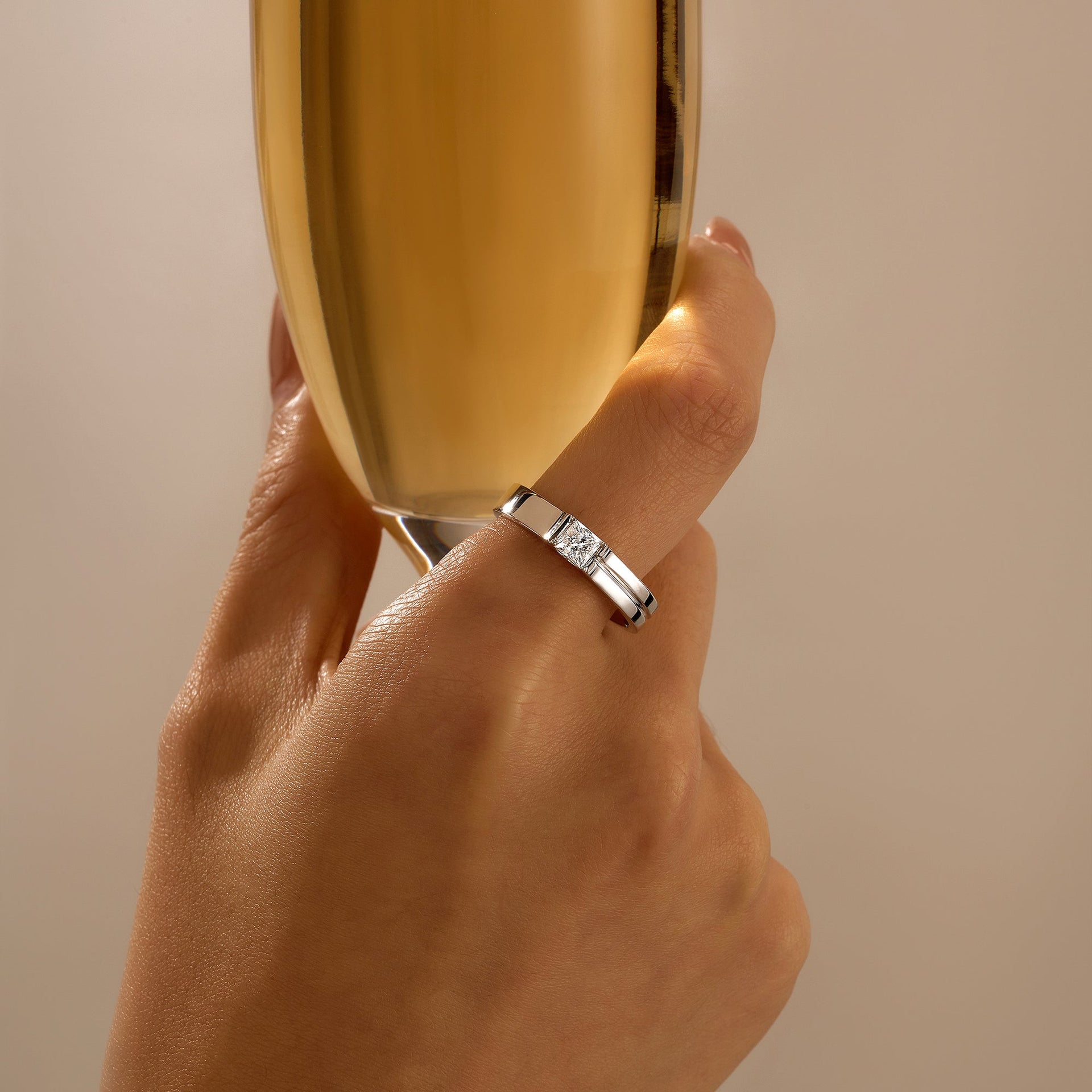 0.4 Carat Princess Moissanite Wedding Band