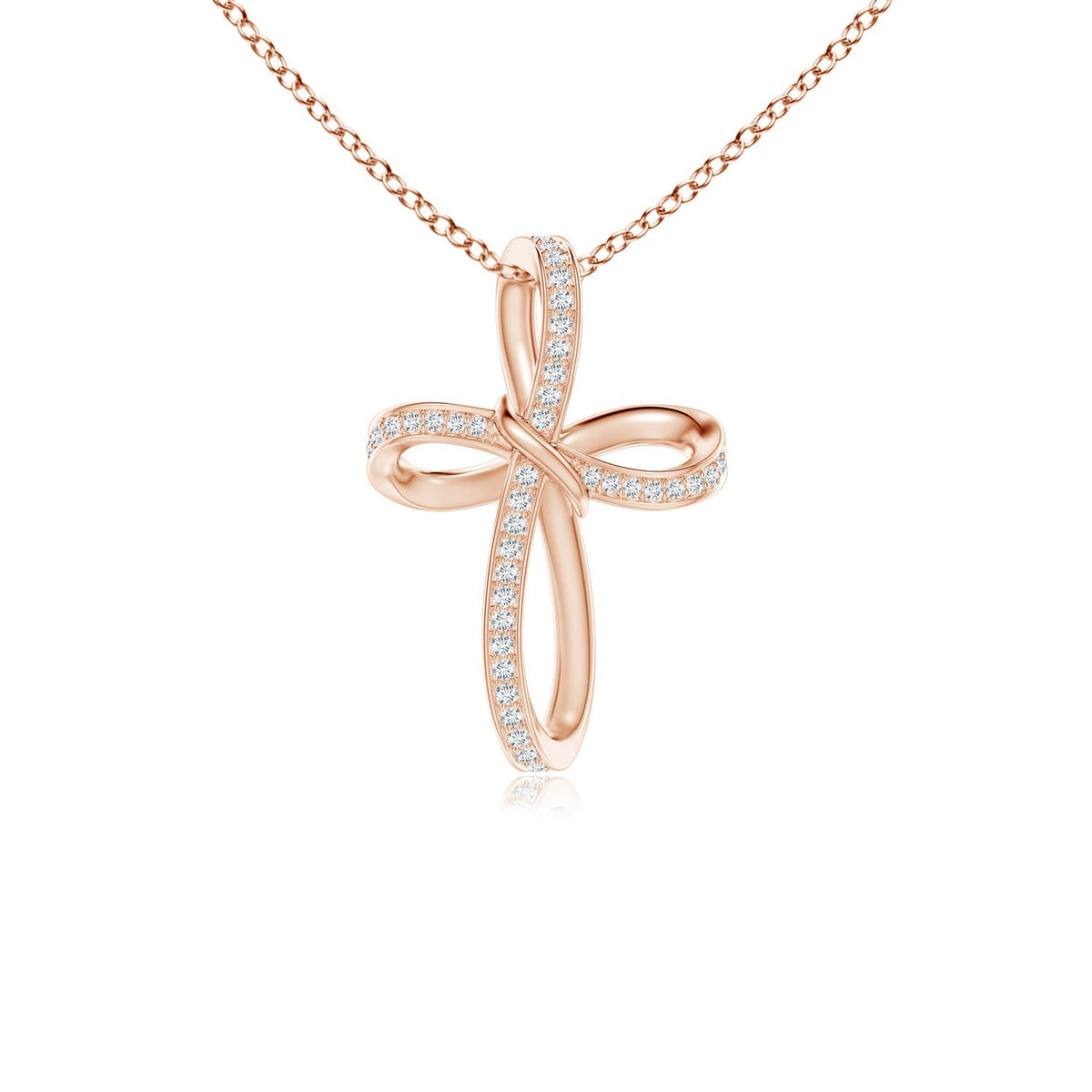 2.9 MM Prong-Set Diamond Infinity Cross Pendant in 14K Yellow Gold