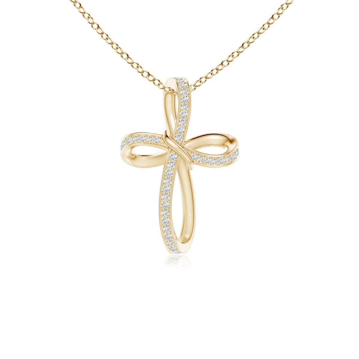 2.3 MM Diamond Knife-Edged Budded Cross Pendant in 14K Yellow Gold