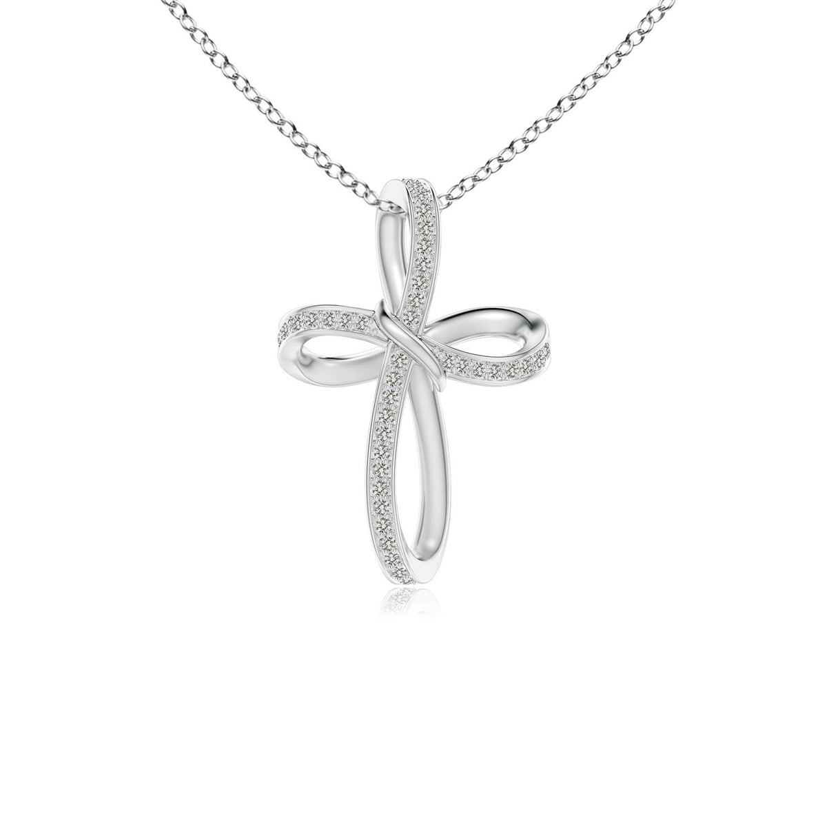 1.3 MM Prong-Set Diamond Tapered Cross Pendant in Platinum