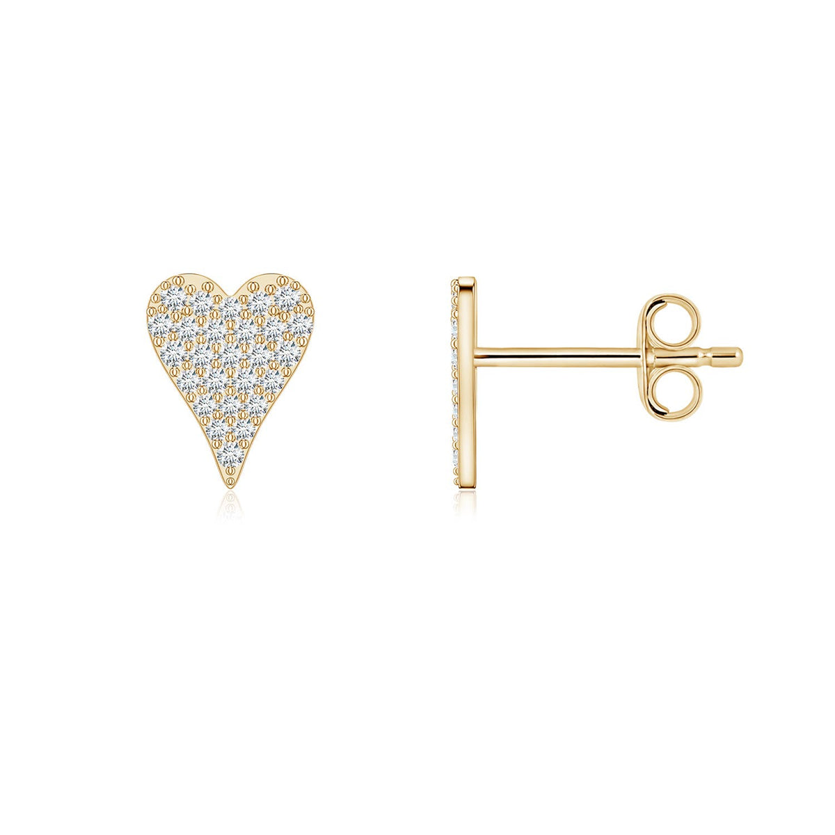 1 MM Twin-Row Diamond Crescent Moon Stud Earrings in 18K Yellow Gold