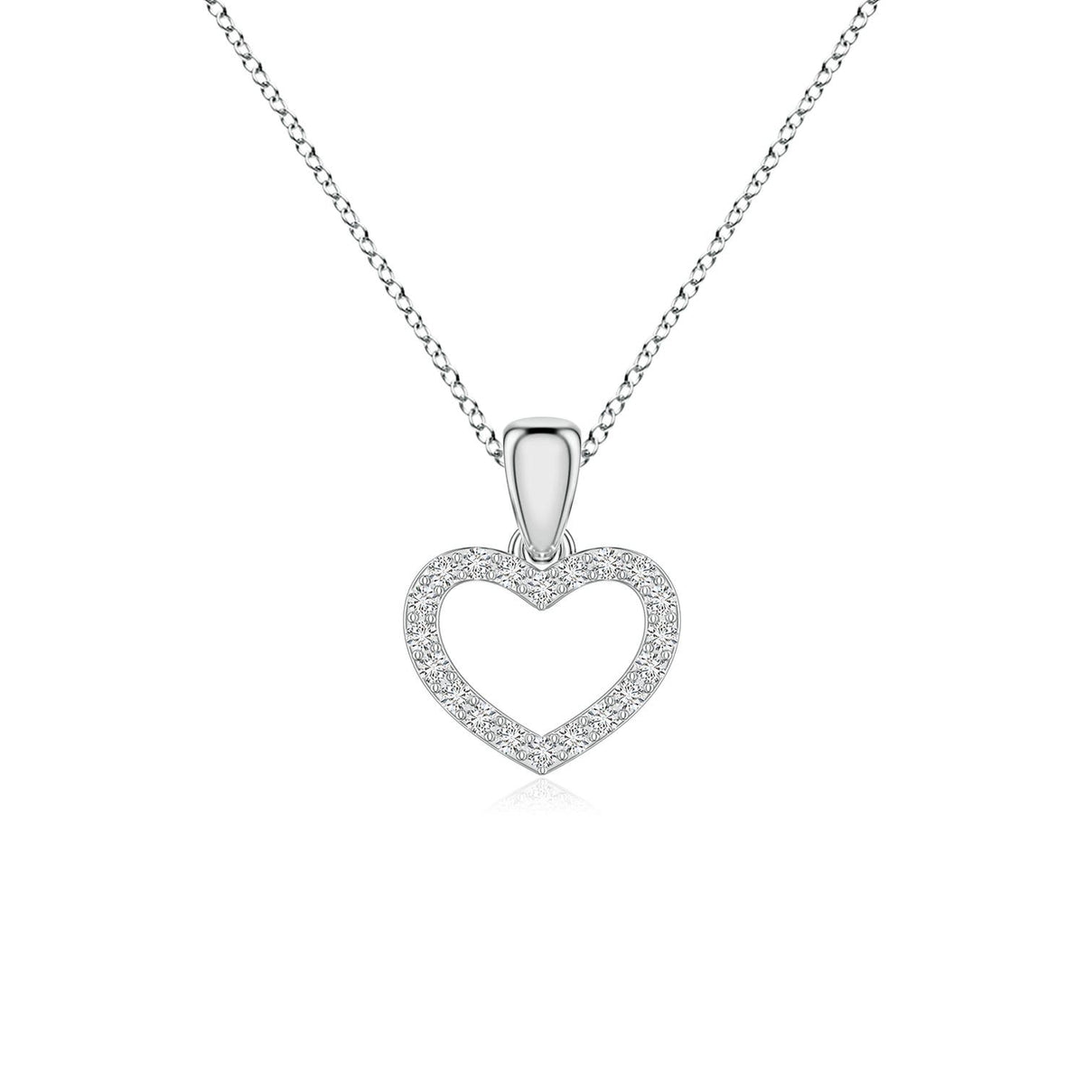 3 MM Solitaire Diamond Open Heart Pendant with Accents in Platinum