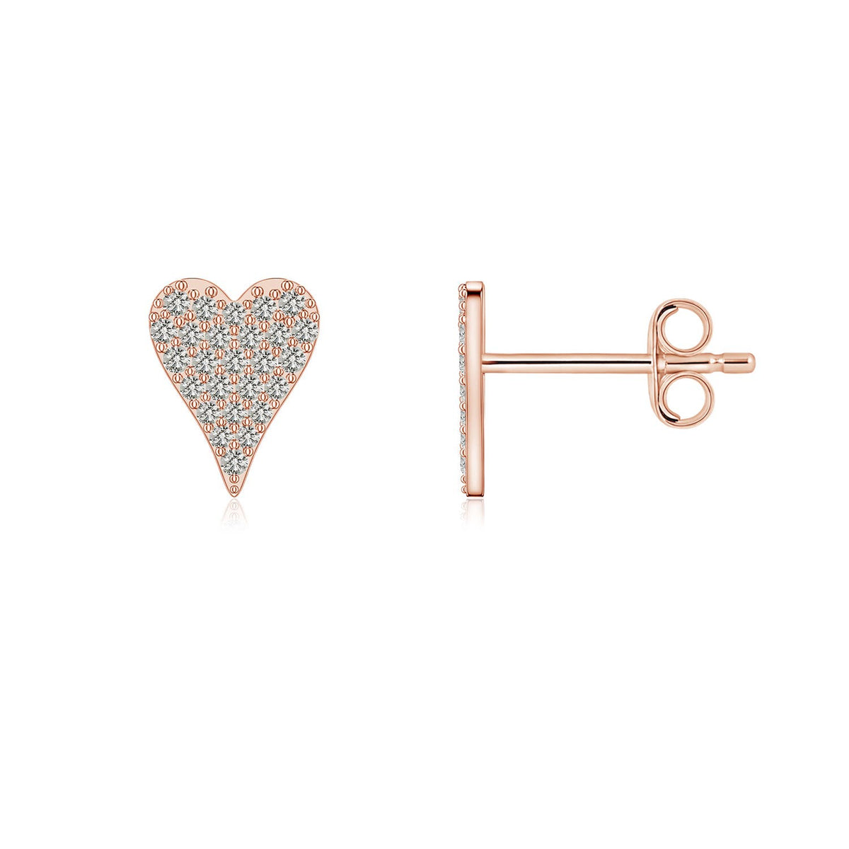 1.8 MM Diamond Shell Stud Earrings in 14K Rose Gold