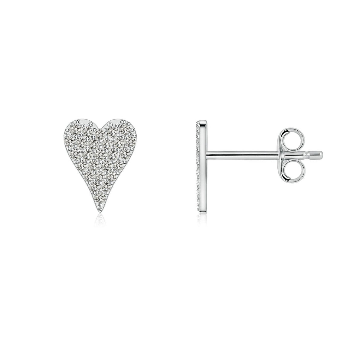 1.8 MM Diamond Shell Stud Earrings in 18K White Gold