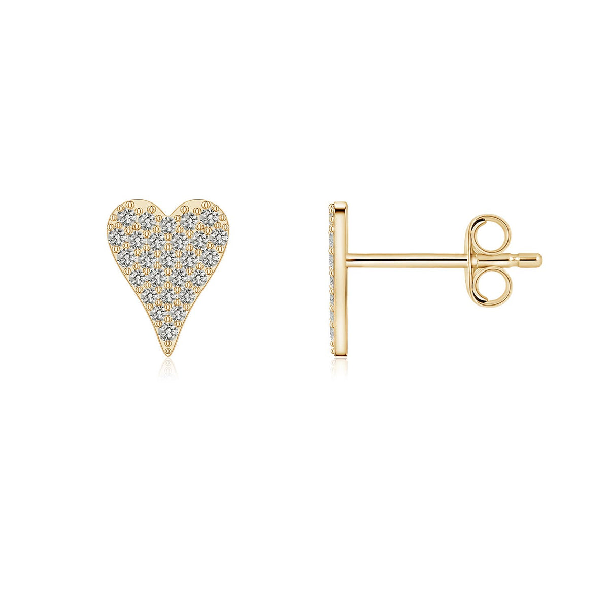 1.8 MM Diamond Shell Stud Earrings in 18K Yellow Gold