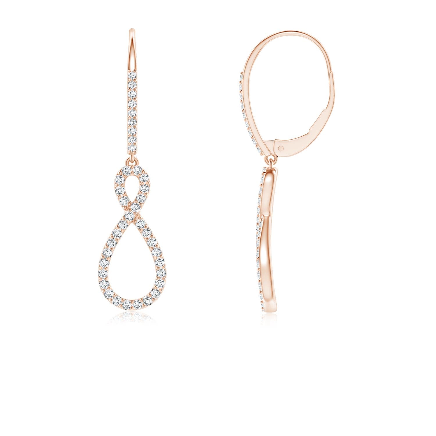 0.25 CTW Lab-Grown Prong-Set Diamond Rhombus Drop Earrings in 18K Rose Gold