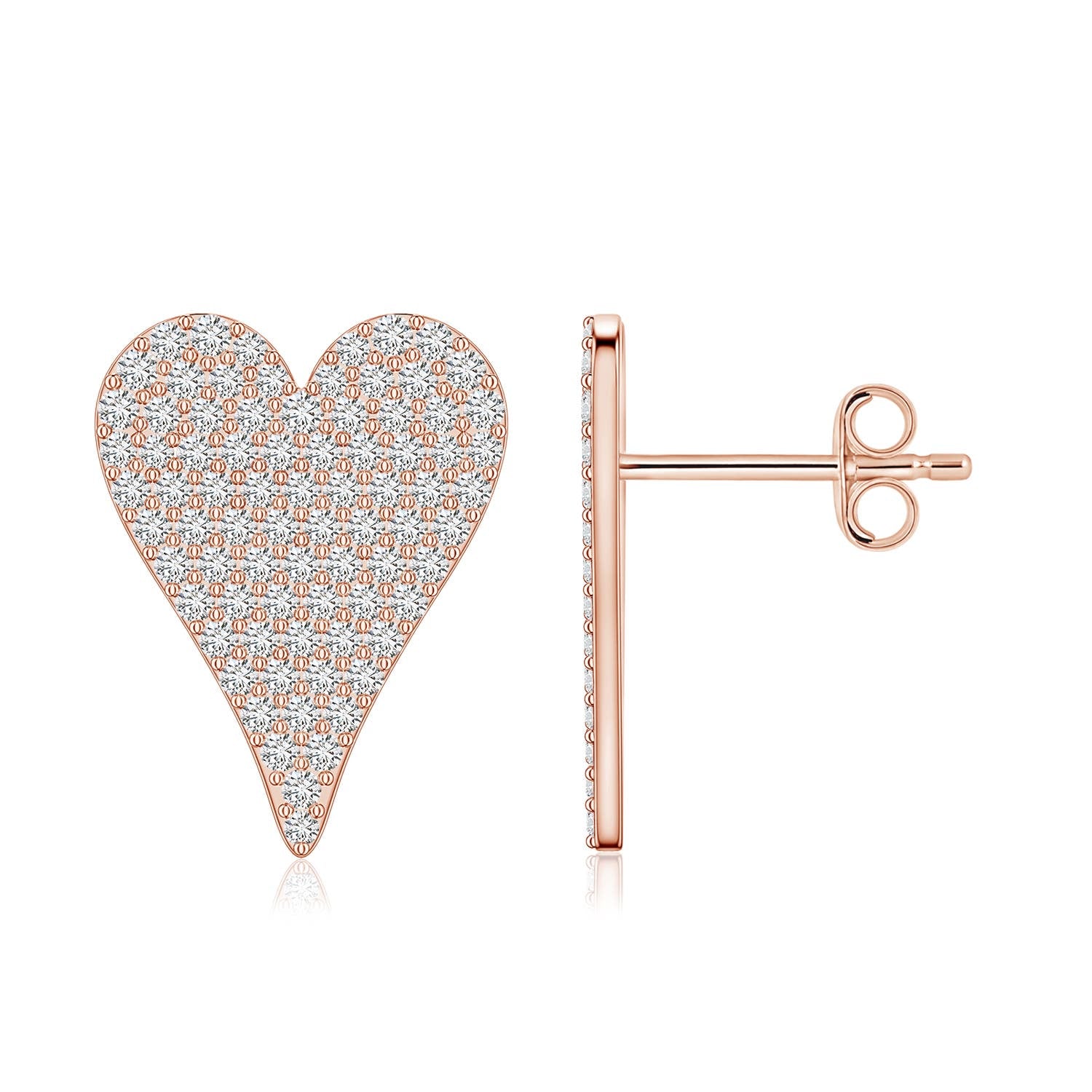 0.86 CTW Round Diamond Pear Halo Stud Earrings in 14K Rose Gold