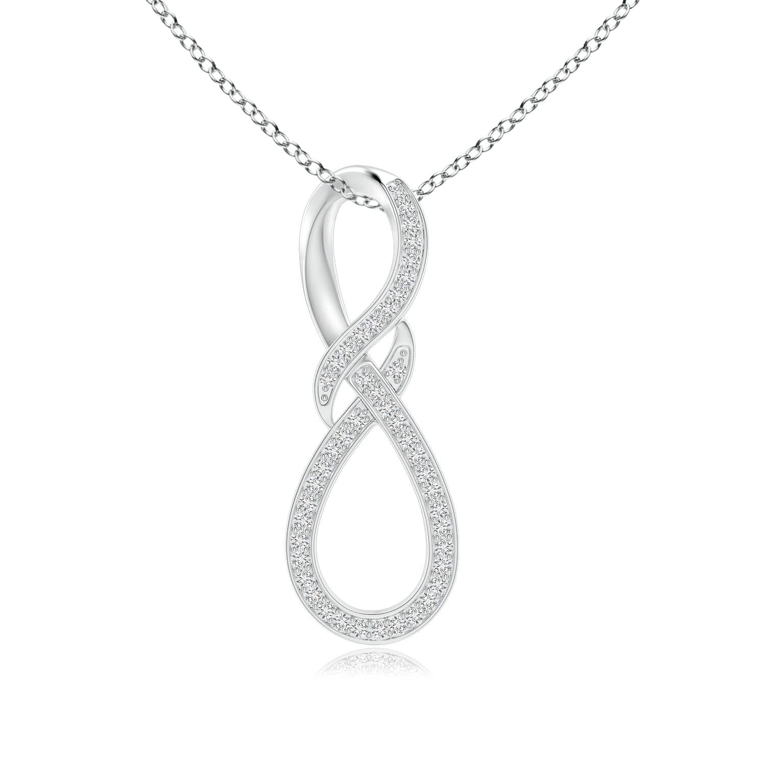 1 MM Sideways Pave-Set Diamond Infinity Necklace in 18K White Gold
