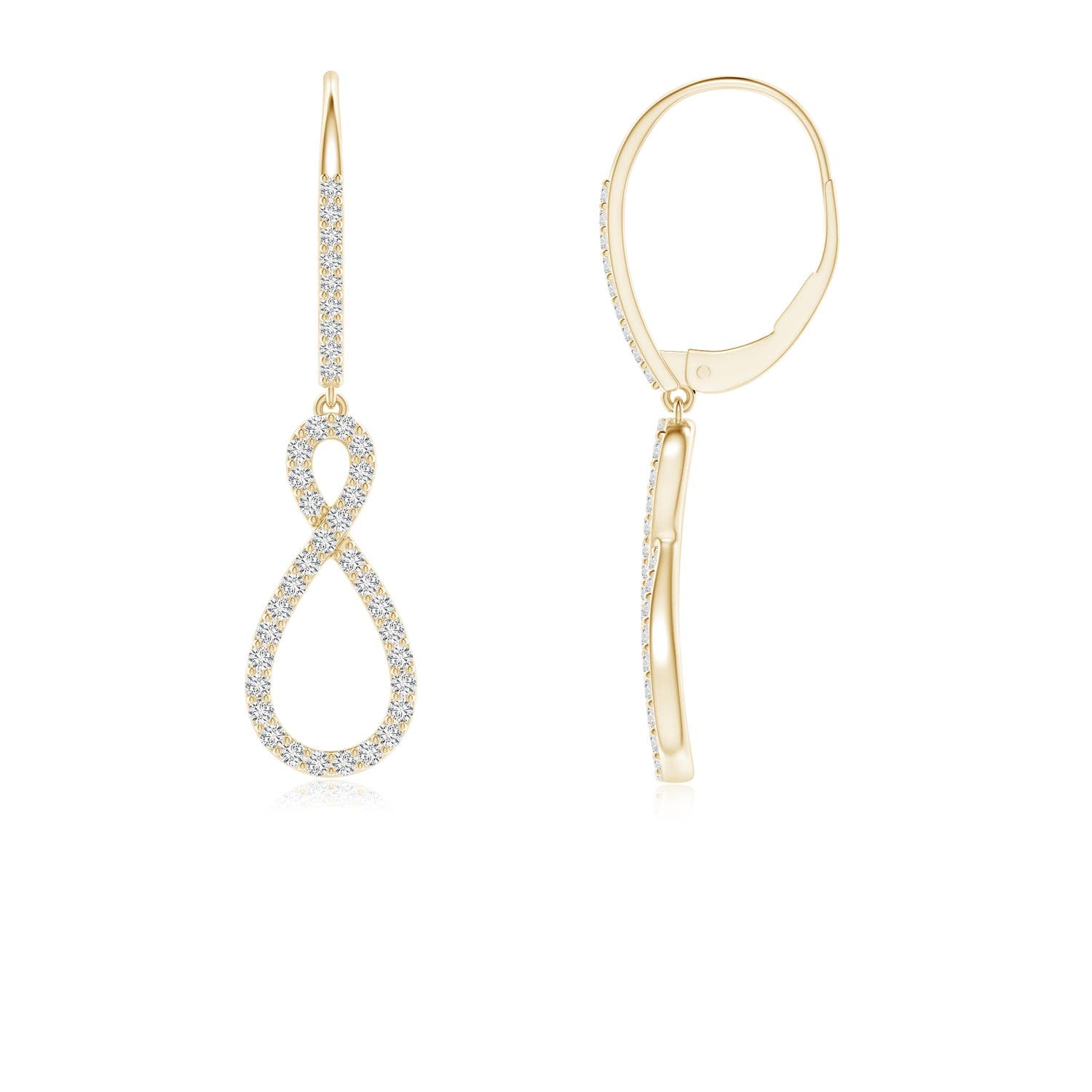1.95 MM Pave-Set Diamond Star and Moon Leverback Earrings in 14K Yellow Gold