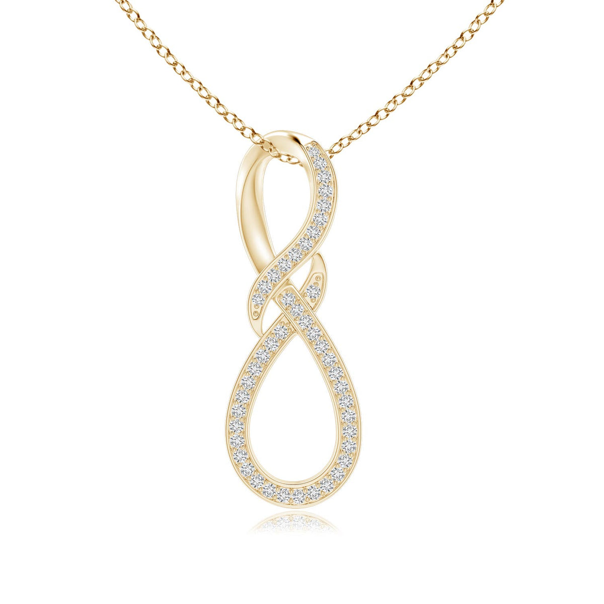 1.1 MM Round Diamond Infinity Knot Pendant in 18K Yellow Gold