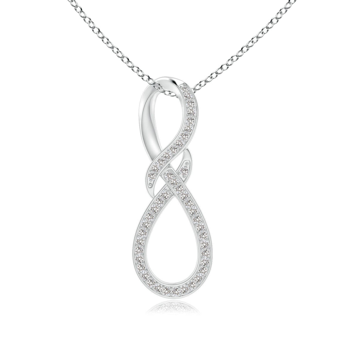 1.35 MM Cluster Diamond Infinity Heart Pendant in 14K White Gold