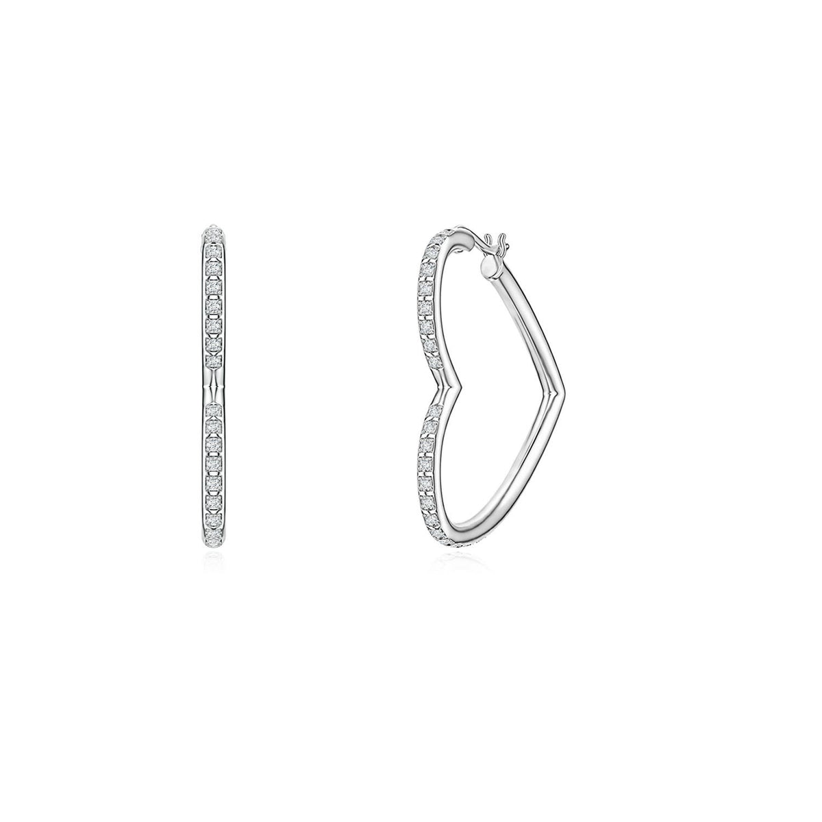 0.34 CTW Lab-Grown Pave-Set Diamond Cross Hoop Earrings in Platinum