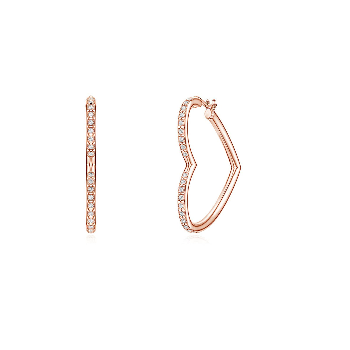 1.05 CTW Lab-Grown Classic Diamond Hinged Hoop Earrings in 18K Rose Gold