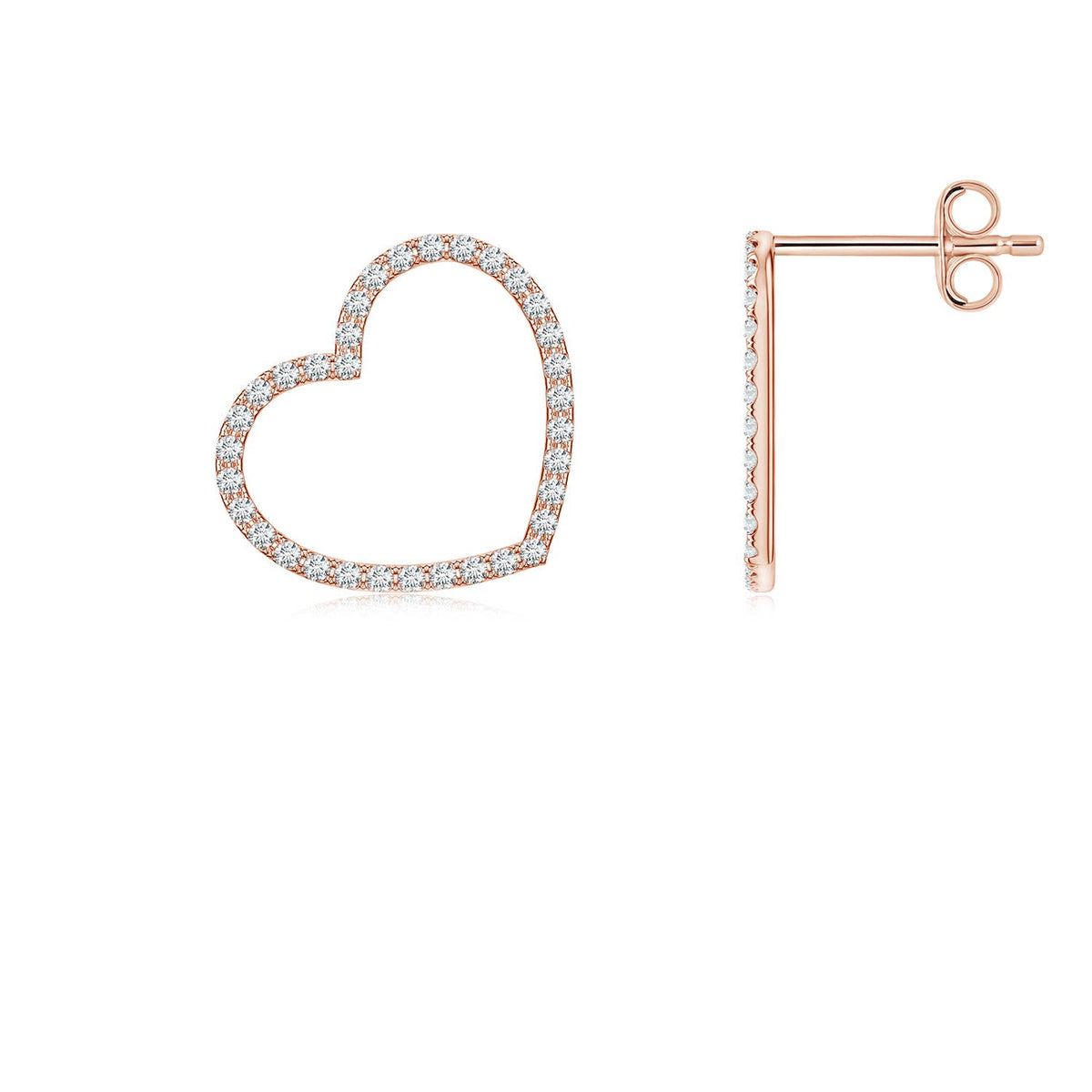 1.3 MM Lab-Grown Cluster Diamond Open Heart Stud Earrings in 18K Rose Gold
