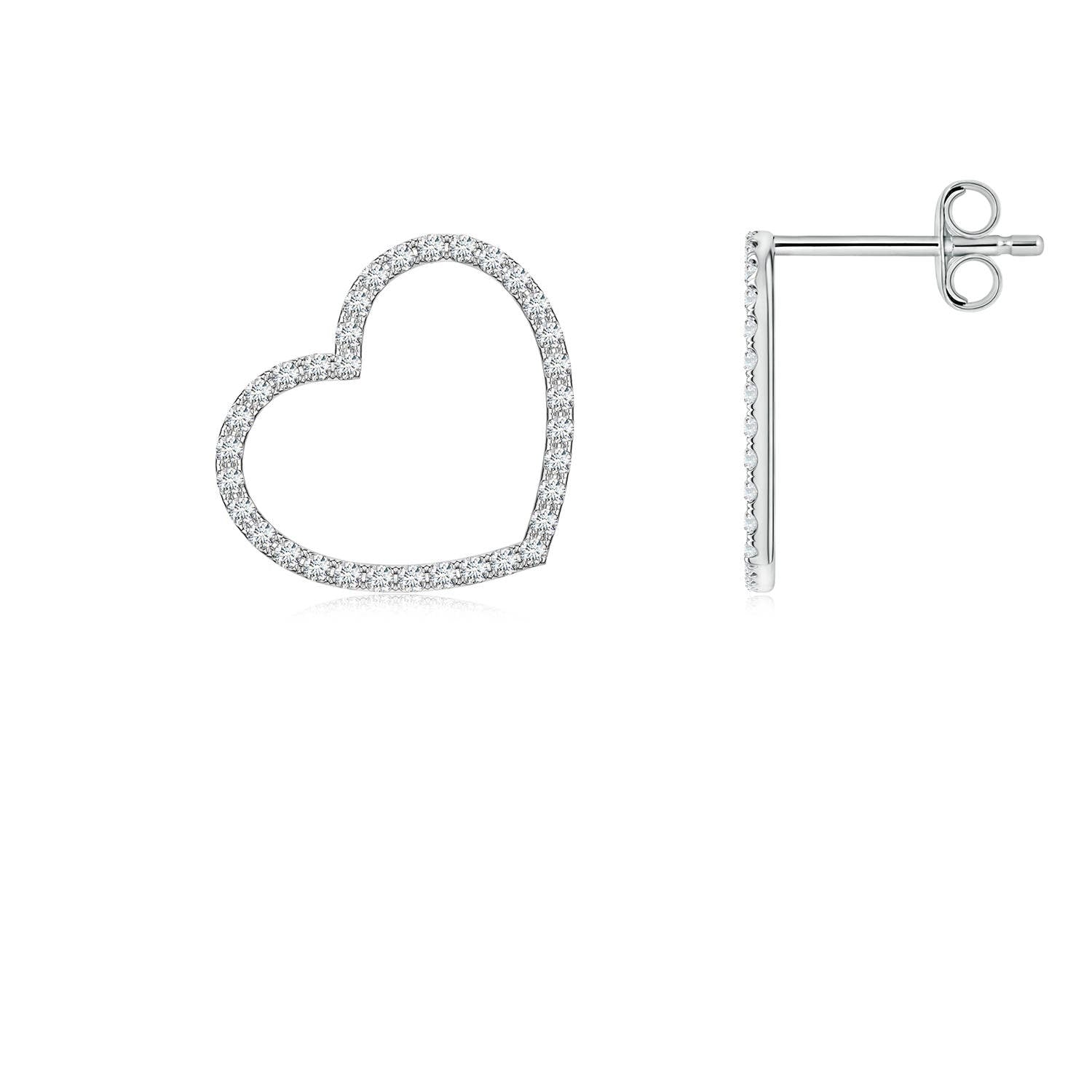 0.27 CTW U-Pavé Lab-Grown Diamond Tilted Open Heart Stud Earrings in Silver