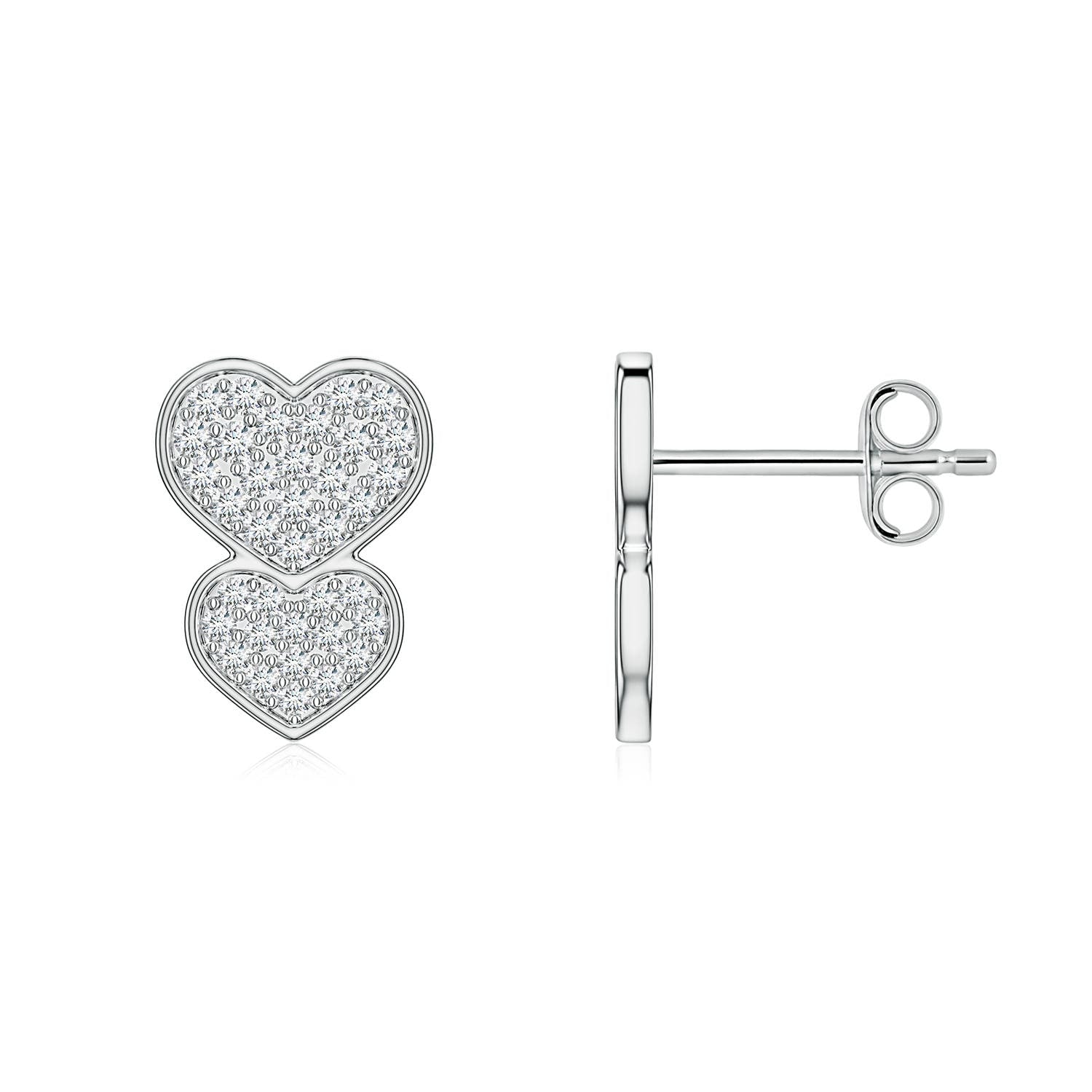 0.27 CTW U-Pavé Lab-Grown Diamond Tilted Open Heart Stud Earrings in Silver
