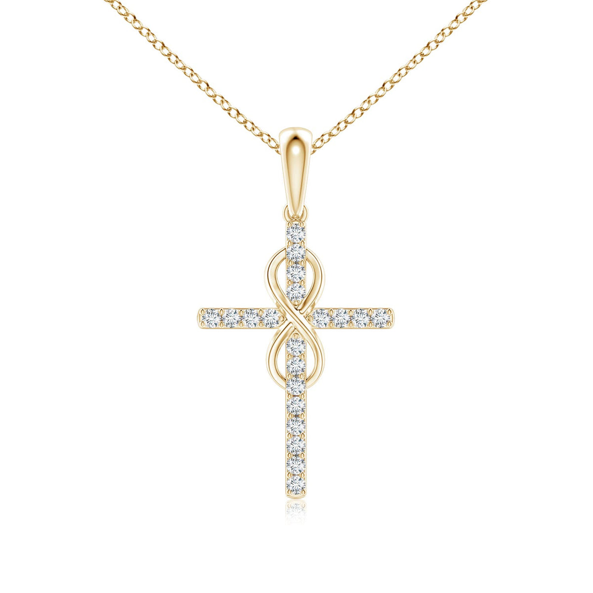 0.25 CTW Two Stone Diamond Bypass Cross Pendant in 14K Yellow Gold