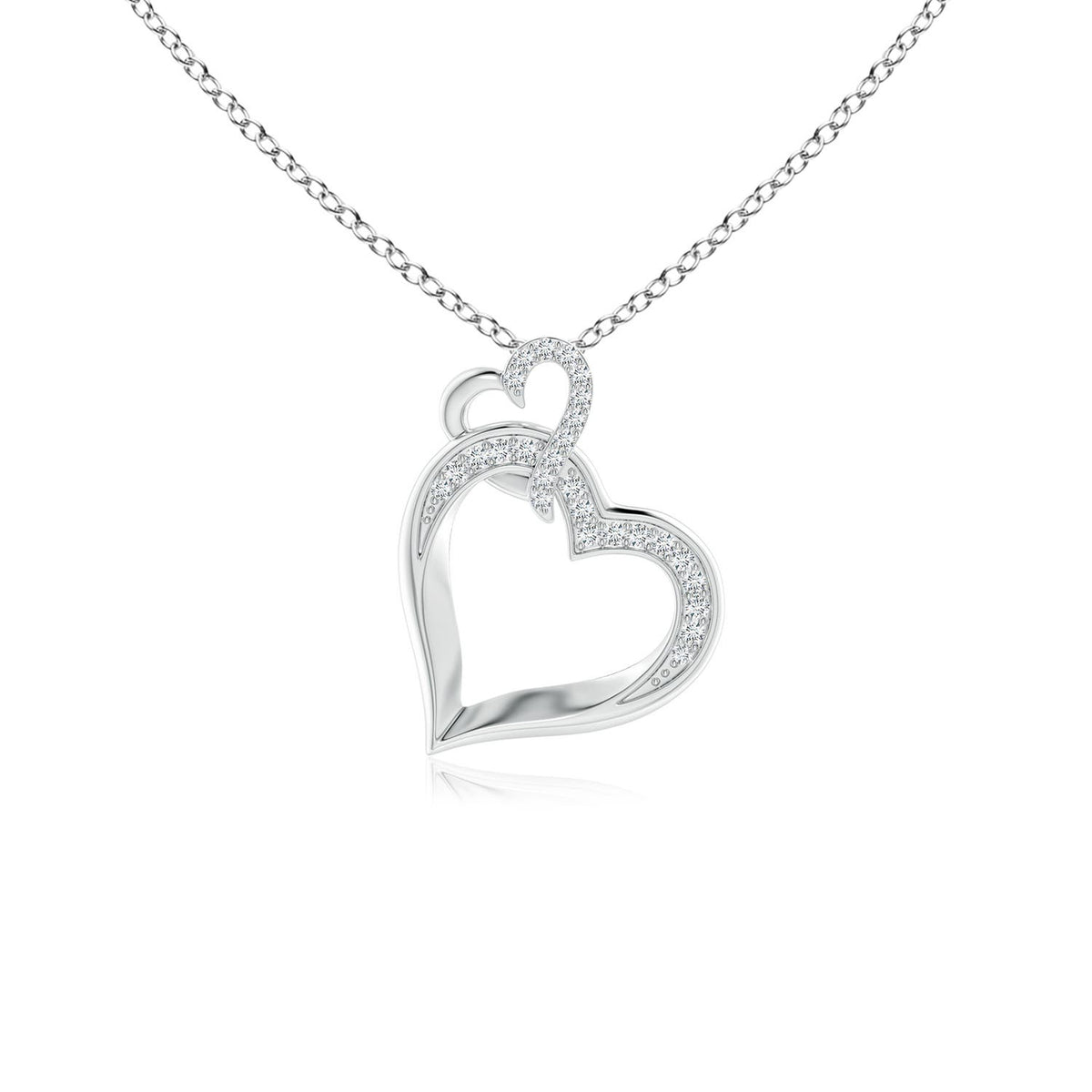 2.7 MM Two Stone Diamond Bypass Cross Pendant in 18K White Gold
