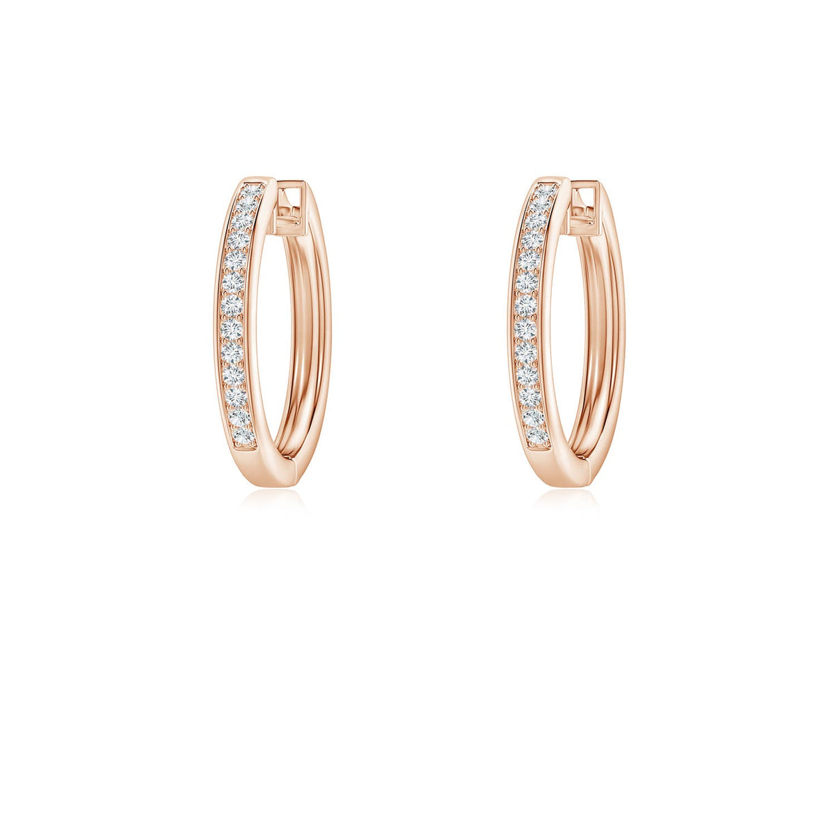 1.8 MM Diamond Shell Stud Earrings in 14K Rose Gold