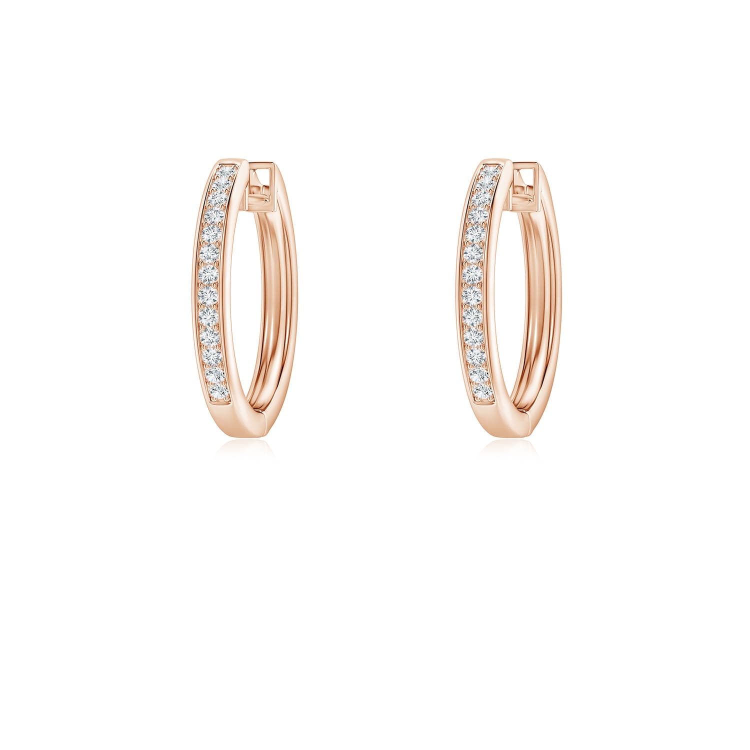 1.95 MM Pave-Set Diamond Star and Moon Leverback Earrings in 14K Rose Gold