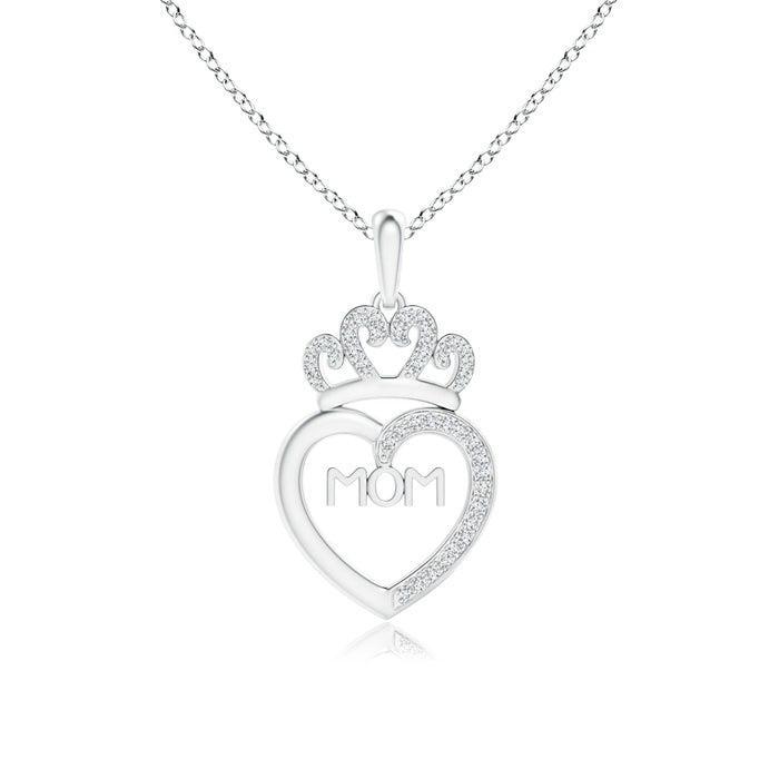 Diamond Studded Crown 'MOM' Heart Pendant