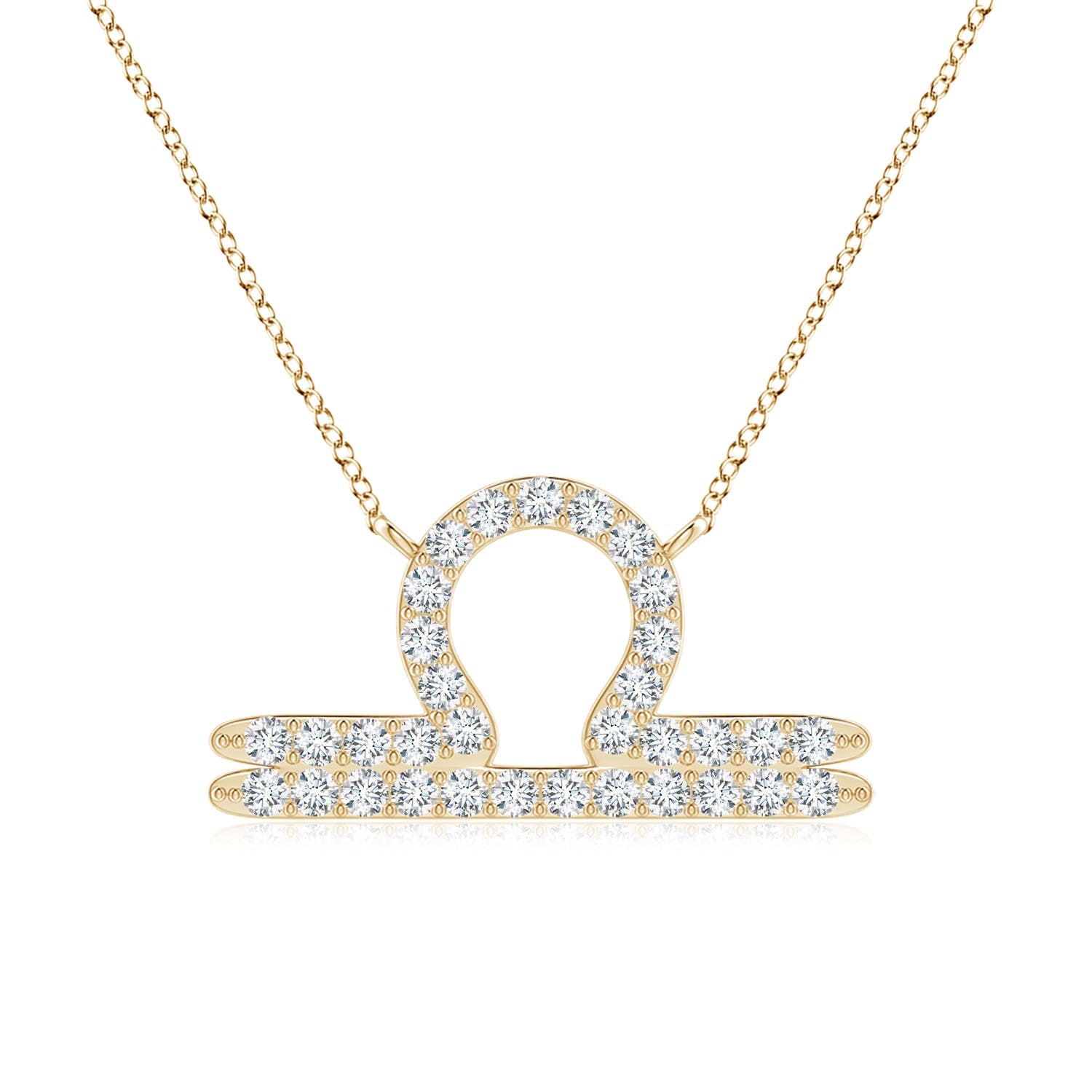0.9 MM Diamond Libra Zodiac Sign Pendant in 18K Yellow Gold