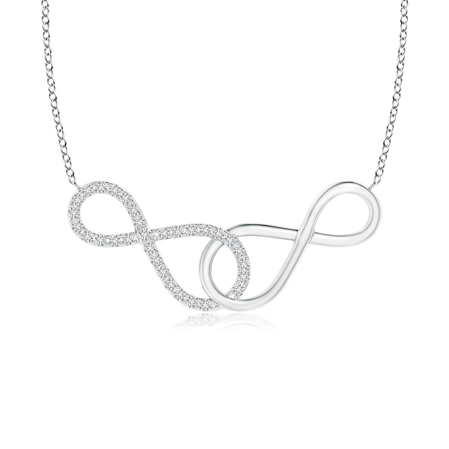 1 MM Sideways Pave-Set Diamond Infinity Necklace in 18K White Gold