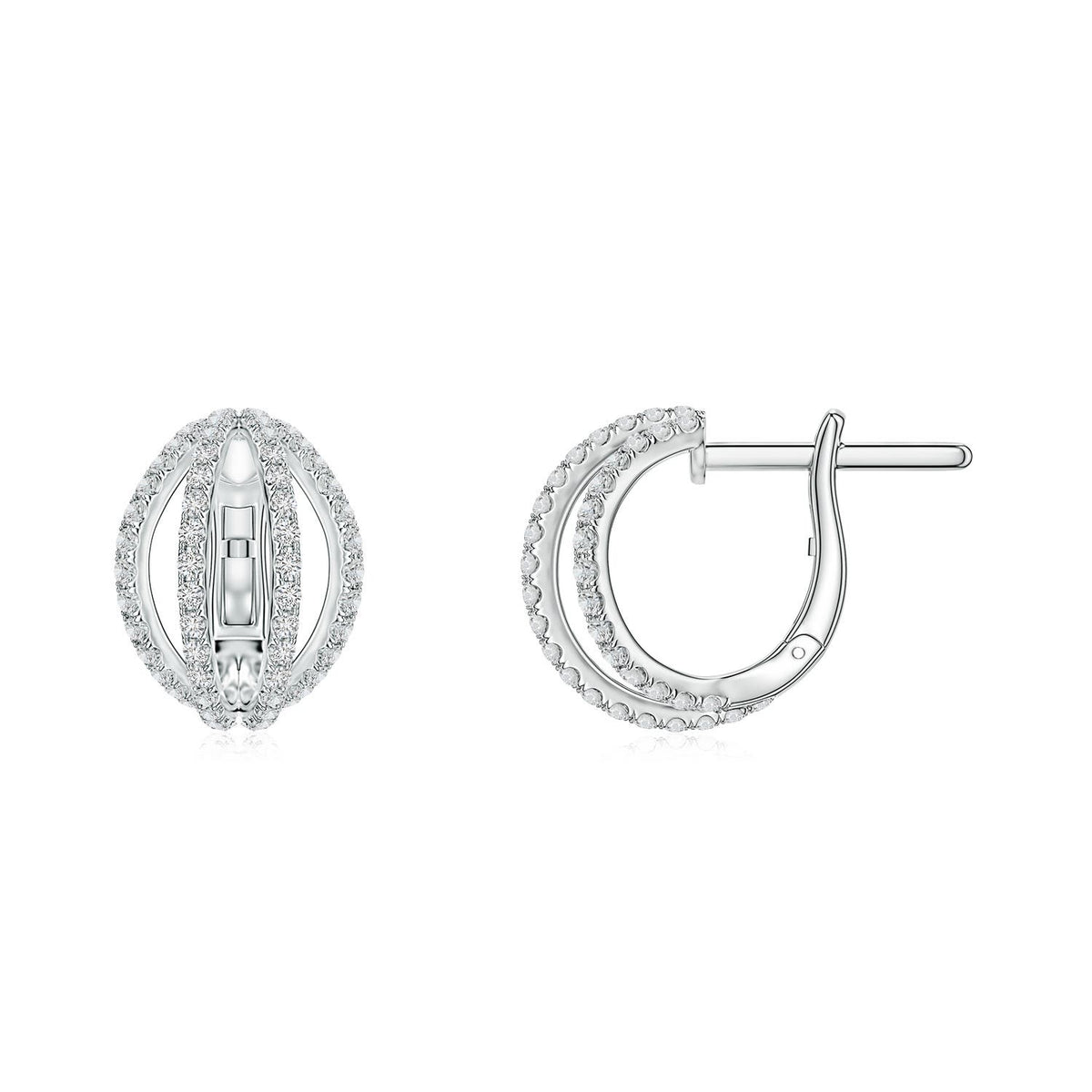 0.88 CTW Pressure-Set Diamond Cluster Cushion Halo Dangle Earrings in Platinum