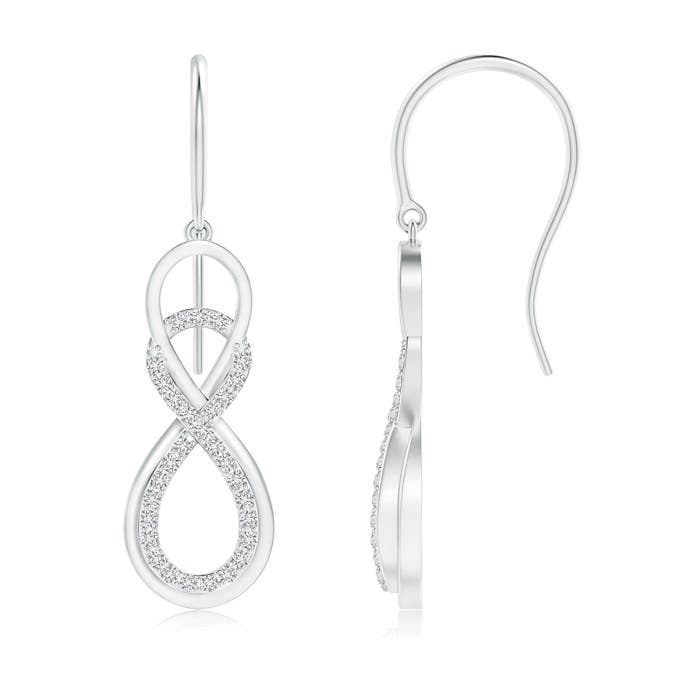 1.95 MM Pave-Set Diamond Star and Moon Leverback Earrings in Platinum