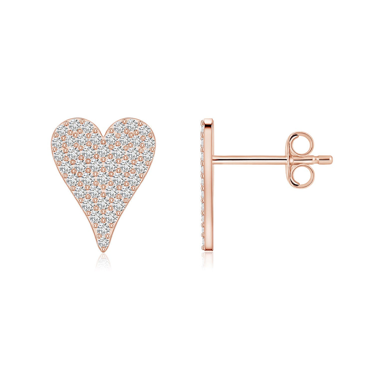 0.48 CTW Pave-Set Diamond Horseshoe Stud Earrings in 14K Rose Gold
