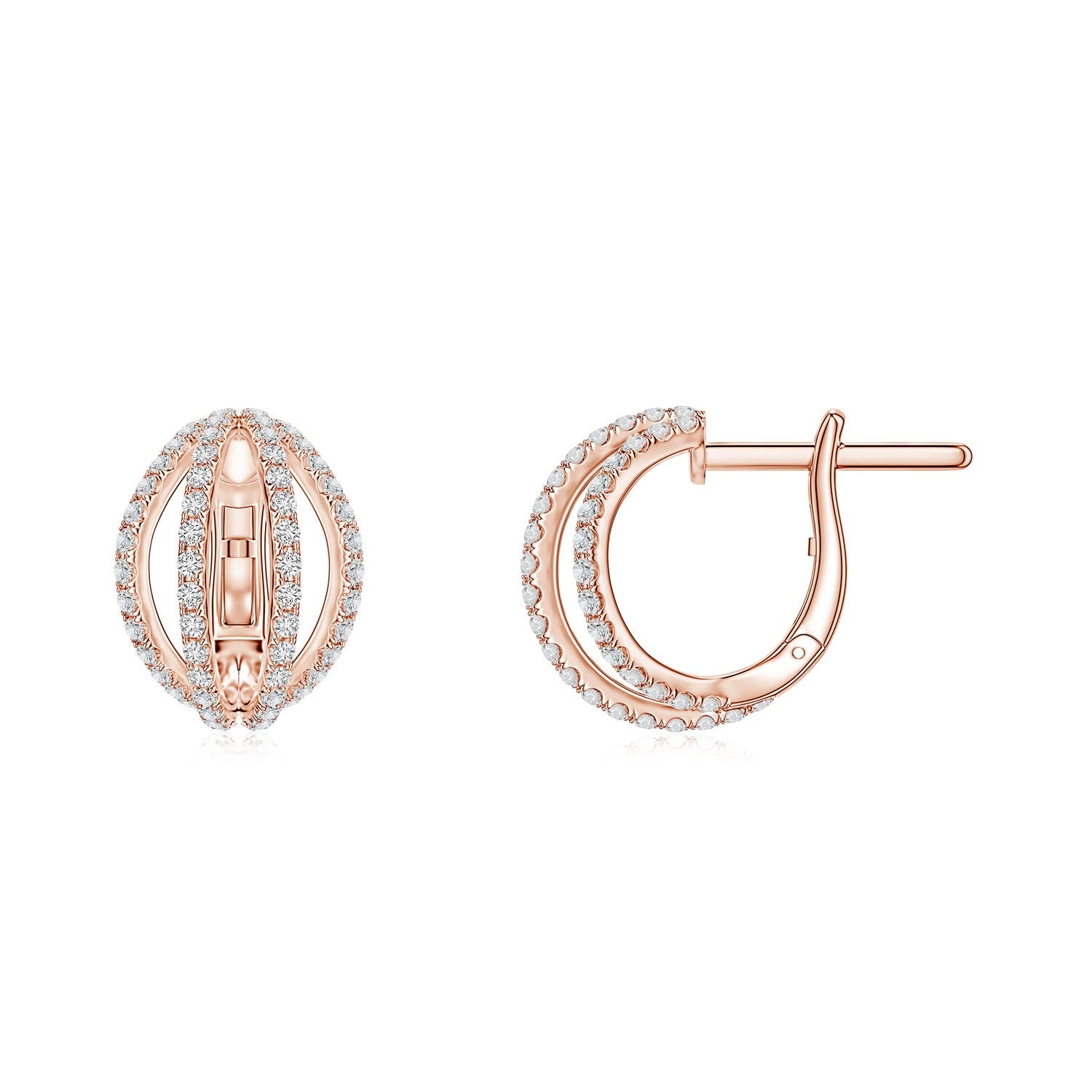 0.61 CTW Channel-Set Diamond Hinged Hoop Earrings in 14K Rose Gold