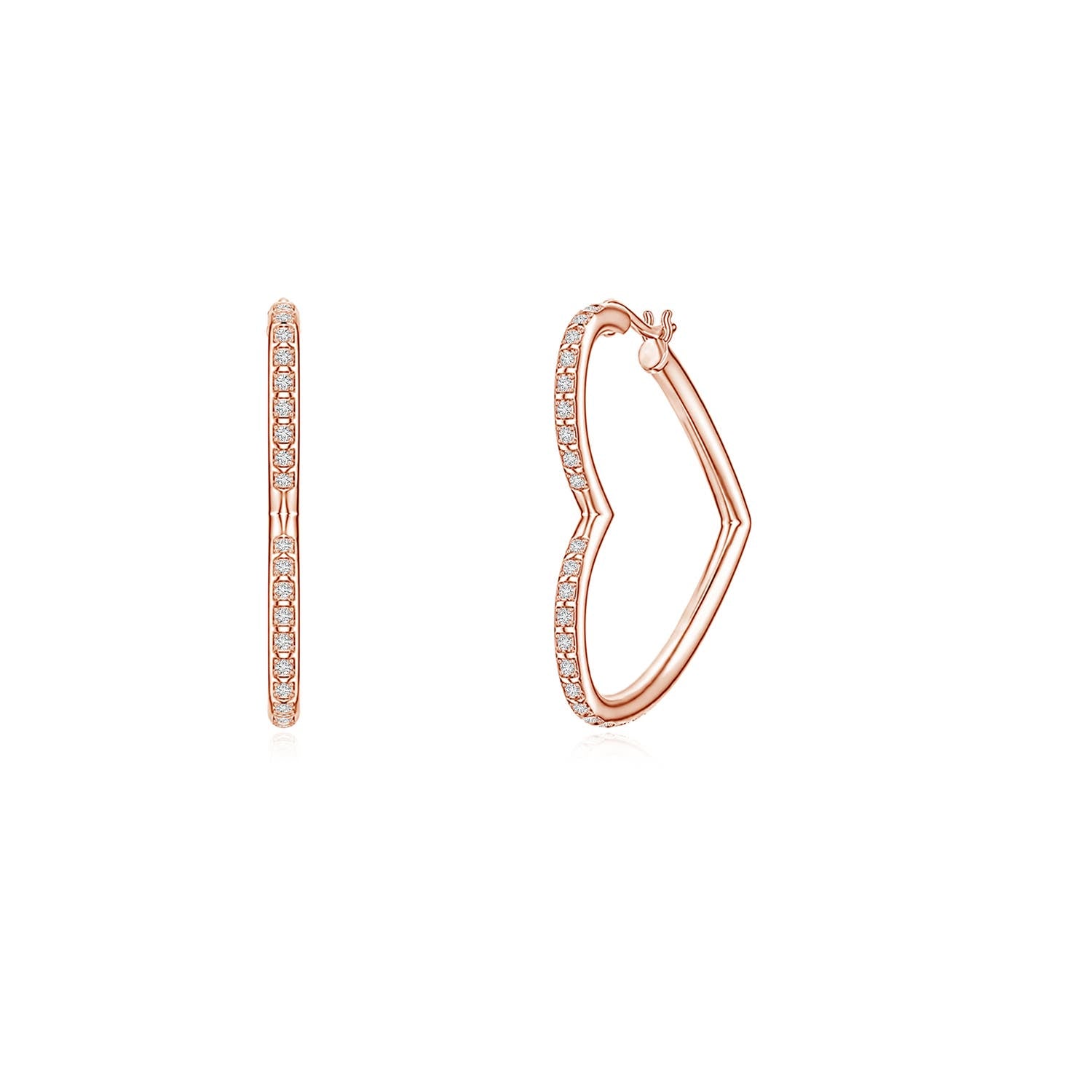 0.61 CTW Channel-Set Diamond Hinged Hoop Earrings in 14K Rose Gold