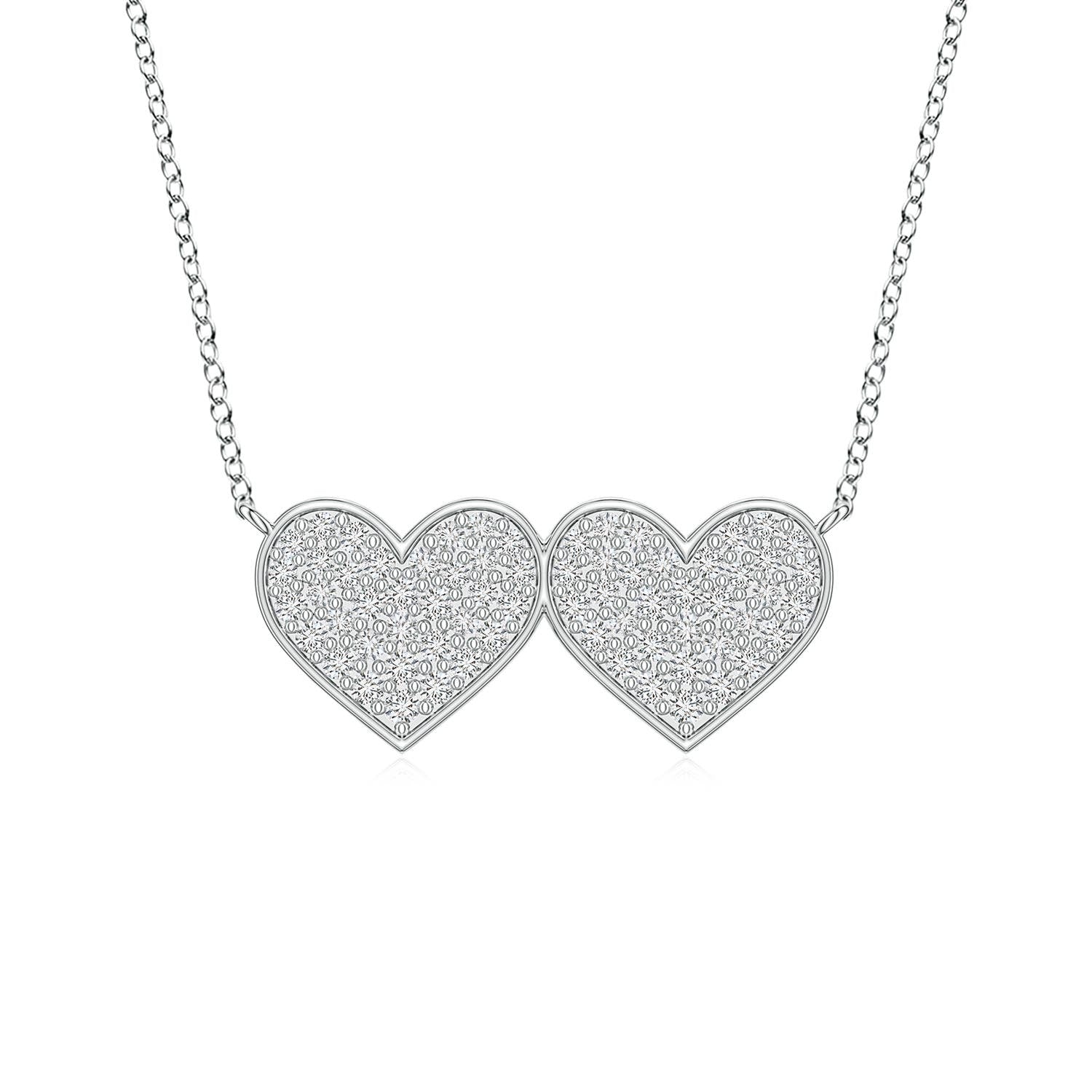 1.75 MM Diamond Heart Mother & Baby Pendant in 14K White Gold