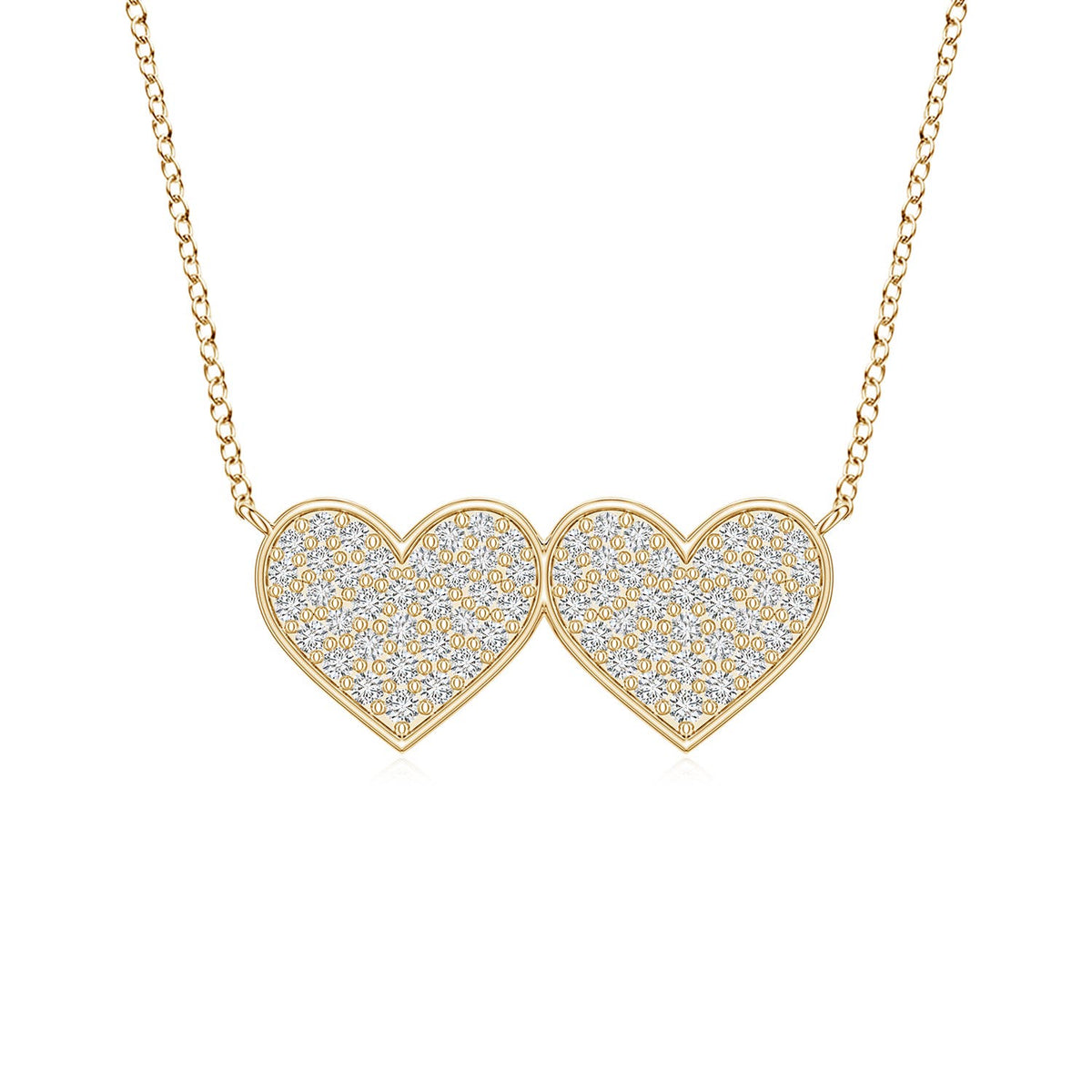 3 MM Solitaire Diamond Open Heart Pendant with Accents in 18K Yellow Gold