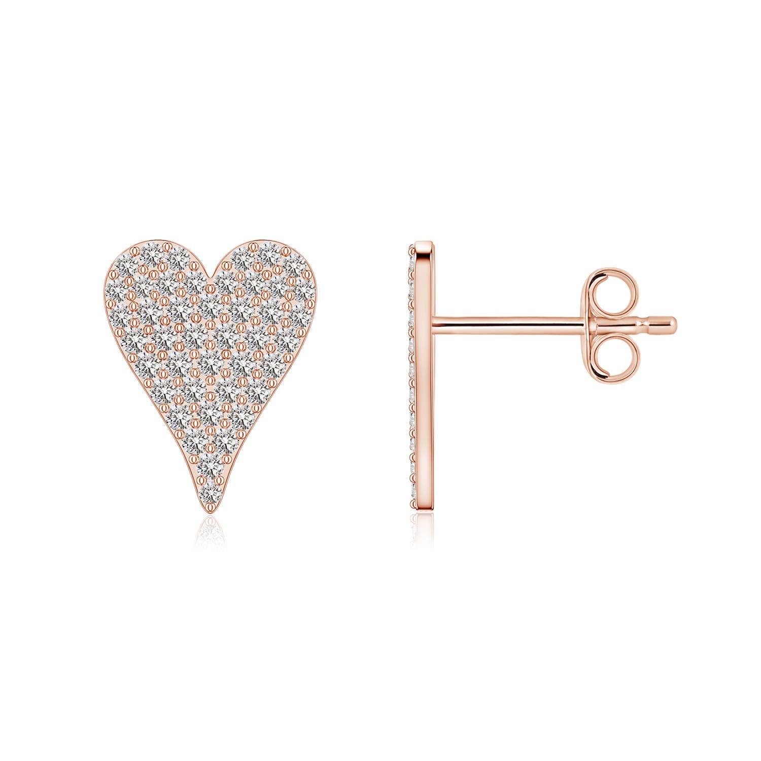 0.5 CTW Prong-Set Double Diamond Loop Earrings in 14K Rose Gold
