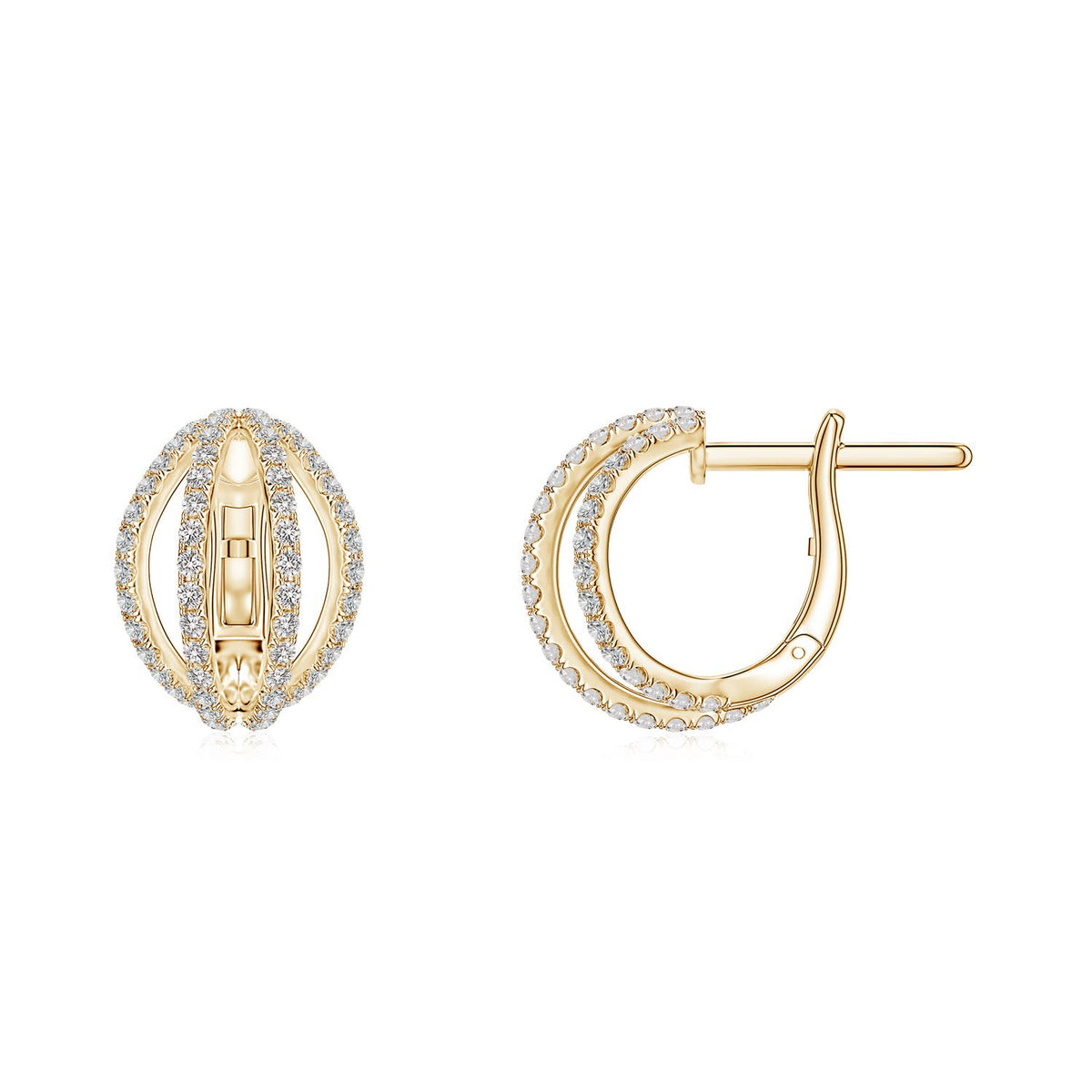 0.34 CTW Pave-Set Diamond Cross Hoop Earrings in 14K Yellow Gold