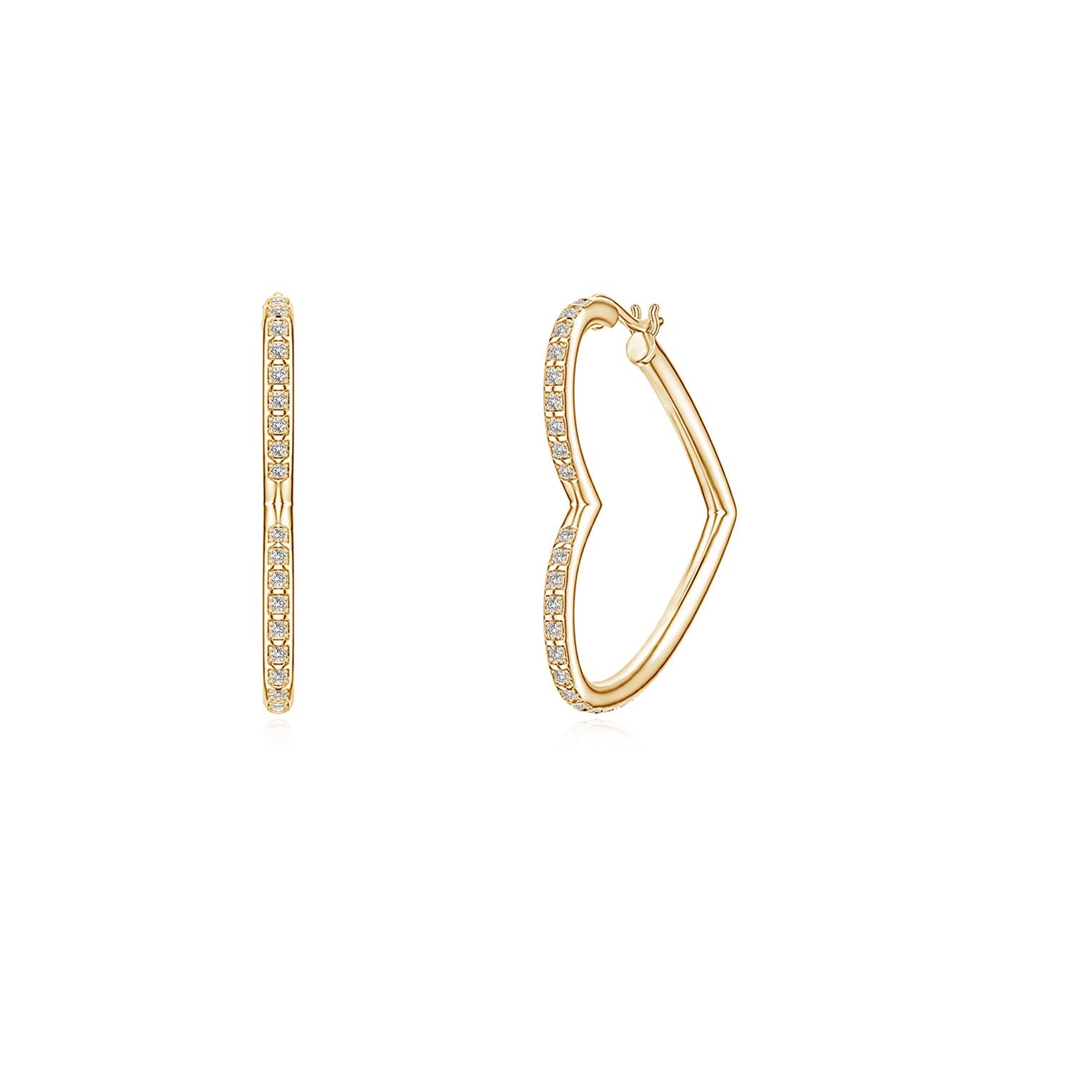 0.48 CTW Classic Diamond Studded Double Hoop Earrings in 18K Yellow Gold