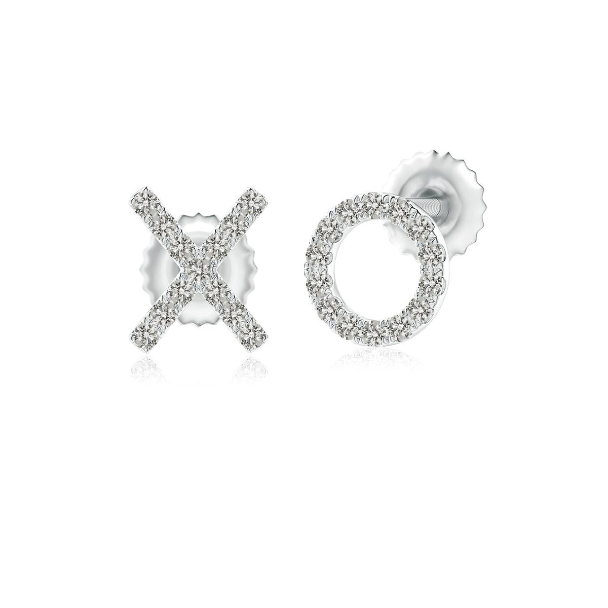 1.8 MM Diamond Shell Stud Earrings in Platinum