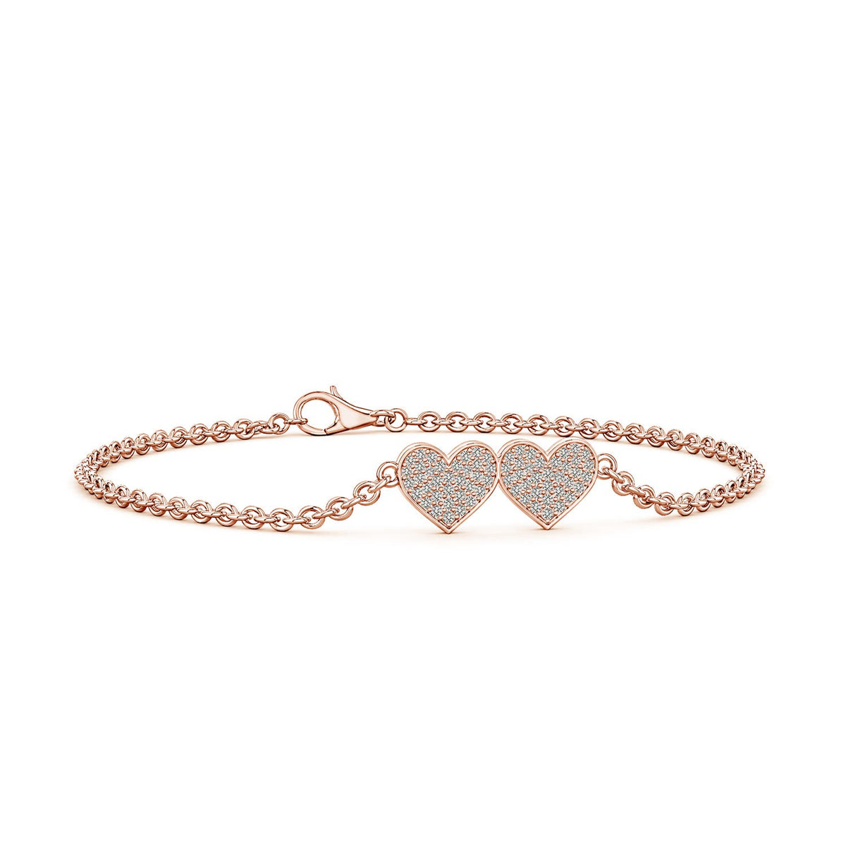 1.6 MM Pavé-Set Diamond Triple Frame Evil Eye Bracelet in 14K Rose Gold