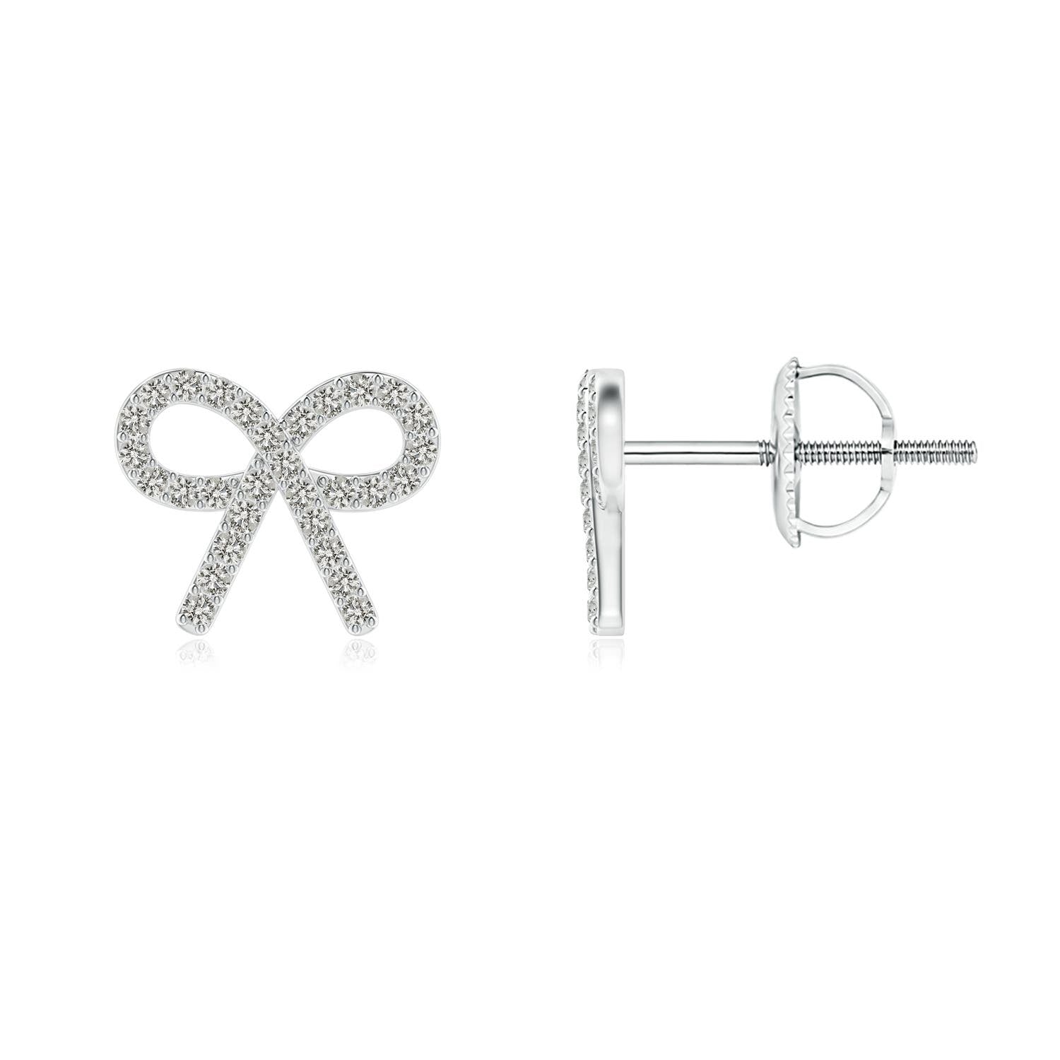 0.9 MM Diamond Bow Stud Earrings in 18K White Gold