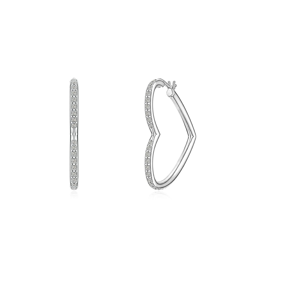 0.99 CTW Inside-Out Prong-Set Diamond Hinged Clip Hoop Earrings in 14K White Gold