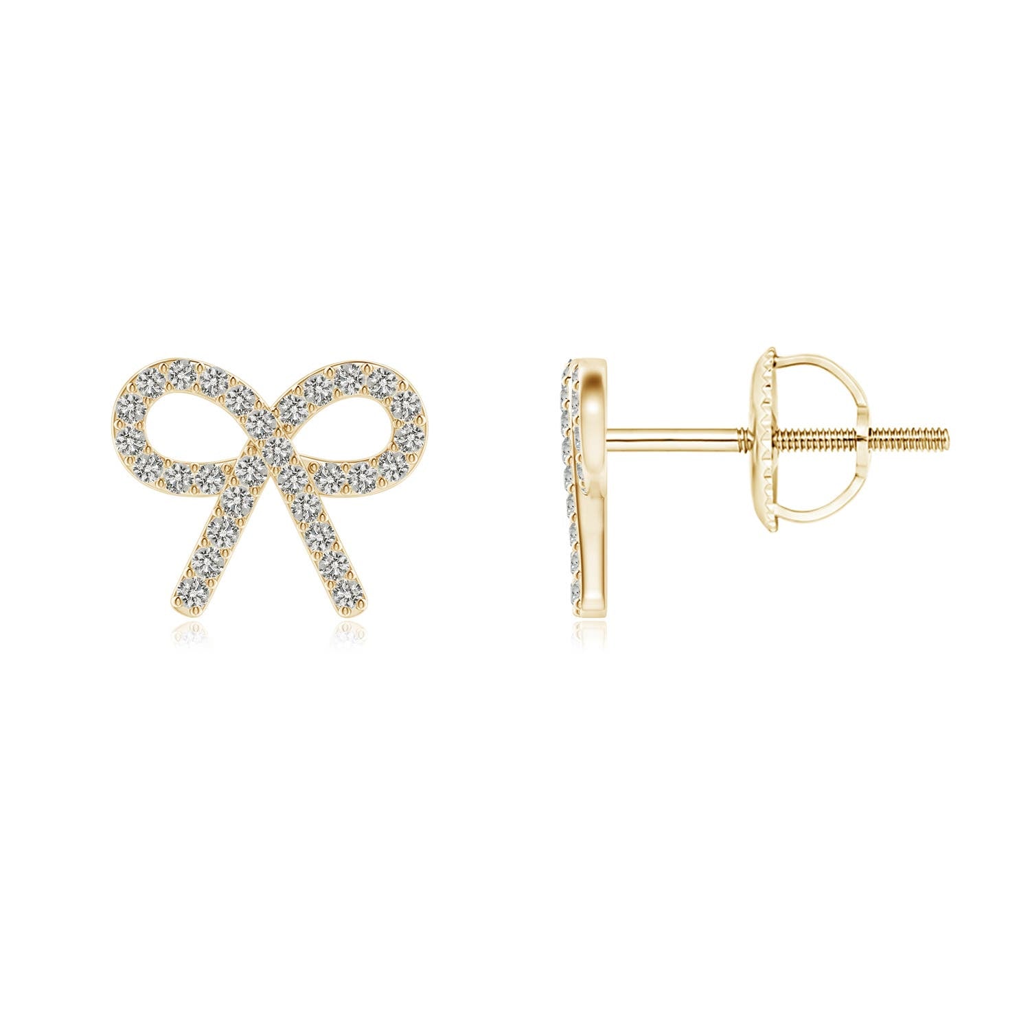 0.9 MM Diamond Bow Stud Earrings in 14K Yellow Gold